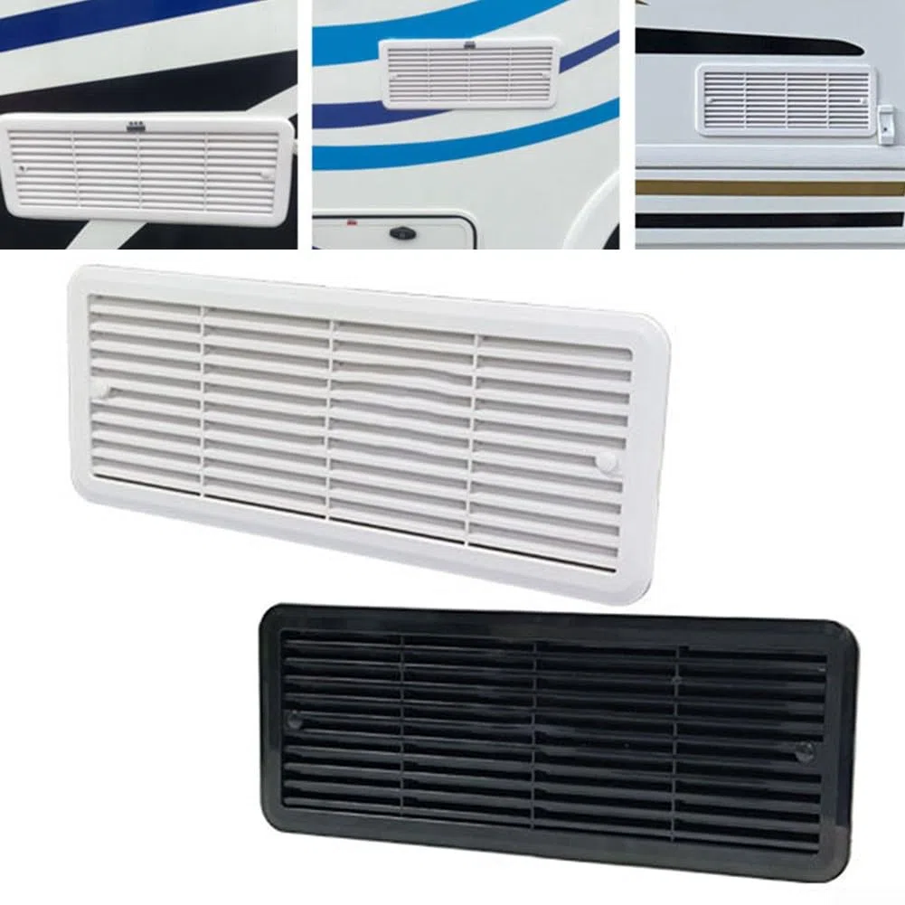 Rejilla de montaje de ventilación de refrigerador para Thetford 62445480 483 x 186 mm, material ABS blanco y negro para sistema de refrigeración de caravana, autocaravana RV (blanco)
