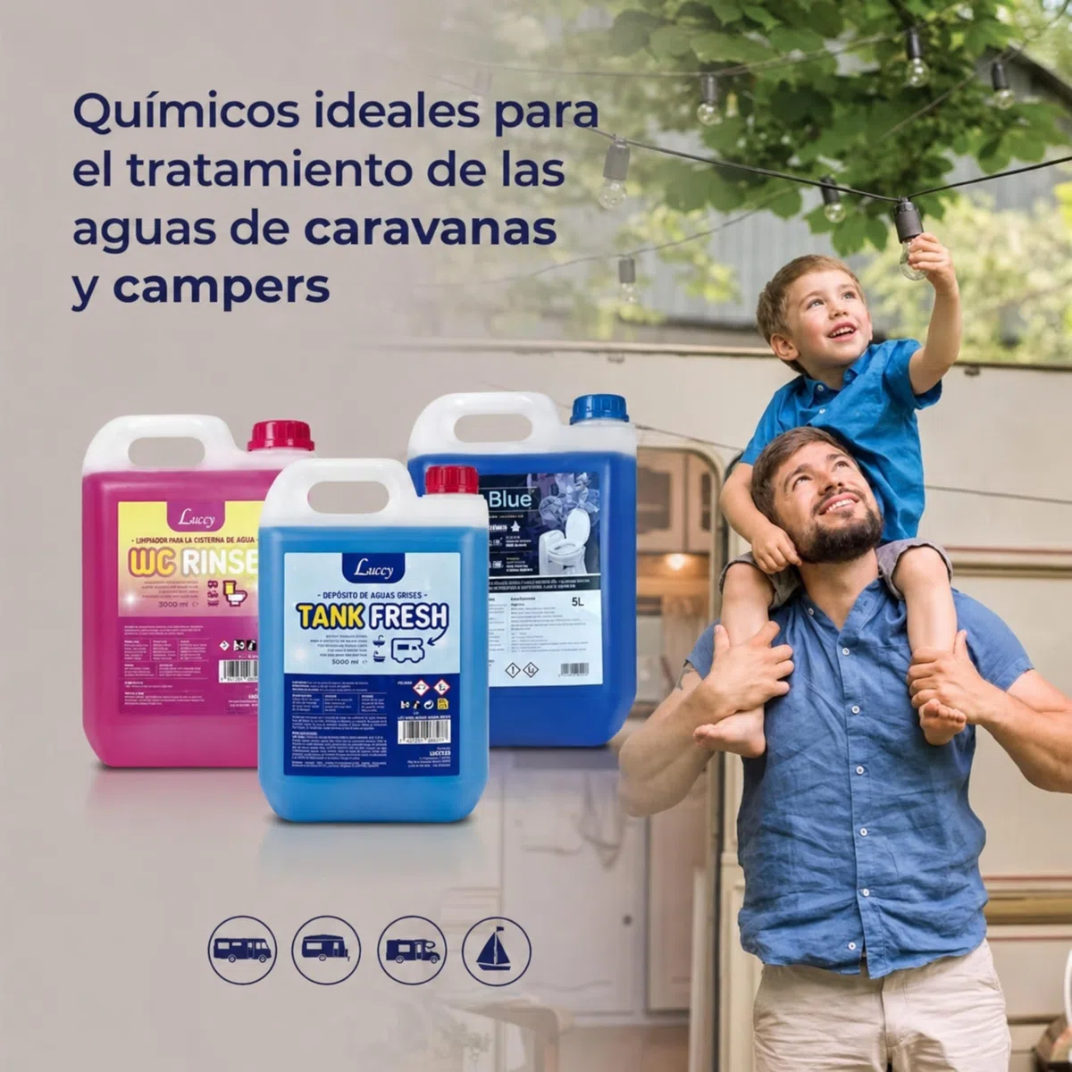 MUNTRADE Tank Fresh 5L | Aditivo para Aguas Grises de Caravanas y Campers