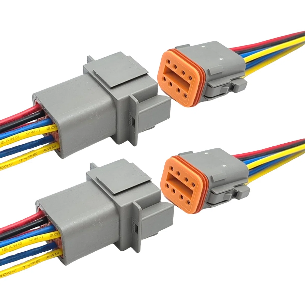 2 juegos de conectores DT de 8 pines para coche (macho y hembra) con cables de 16 AWG para coche, camión, barco, LED