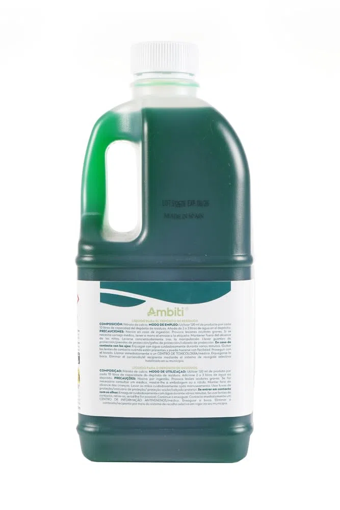 Ambiti WC Green| Líquido WC para Depósito Residuos | Para Caravana, Autocaravana, Camper y Barco | Aditivo sin perfume para Inodoros Portátiles | Biodegradable | Limpia, Higieniza y Desodoriza | 2L