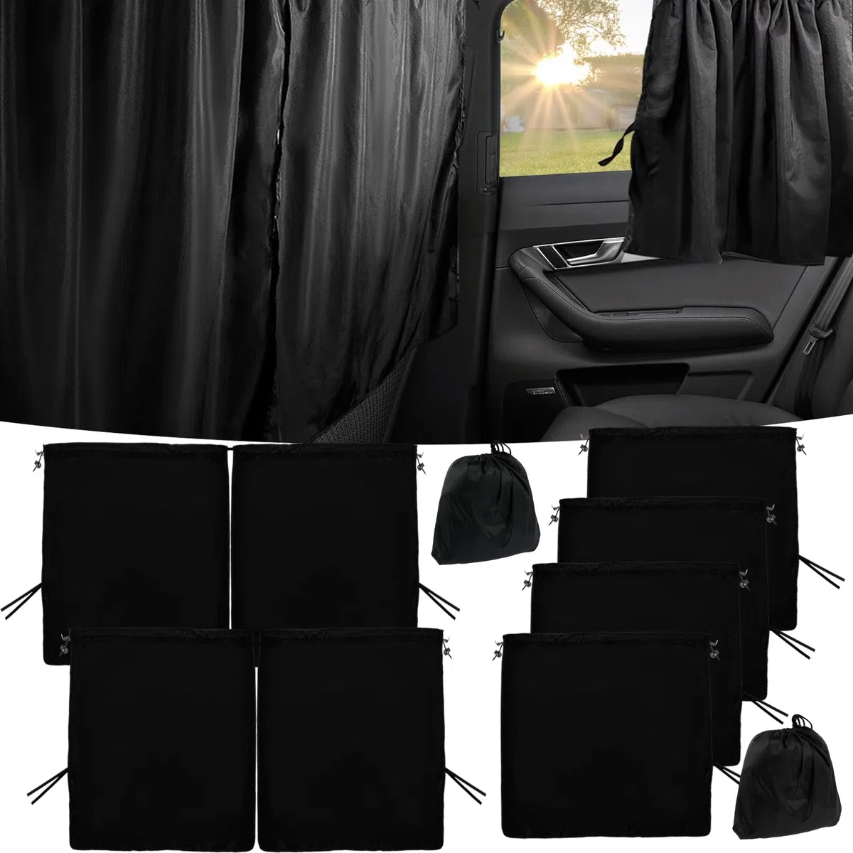 Cortinas de privacidad para coche, desmontables, cortinas de privacidad universales, cortina divisoria, parasol, ventana lateral, oscurecimiento, protección visual actualizada para viajes, camping