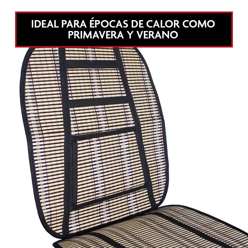 Krawehl - Respaldo para el Asiento del Coche - Respaldo de Verano - Evita el Sudor - Máxima Comodidad - Fabricado en Fibra Vegetal - Compatible con Todos los Asientos - Bambú y Negro