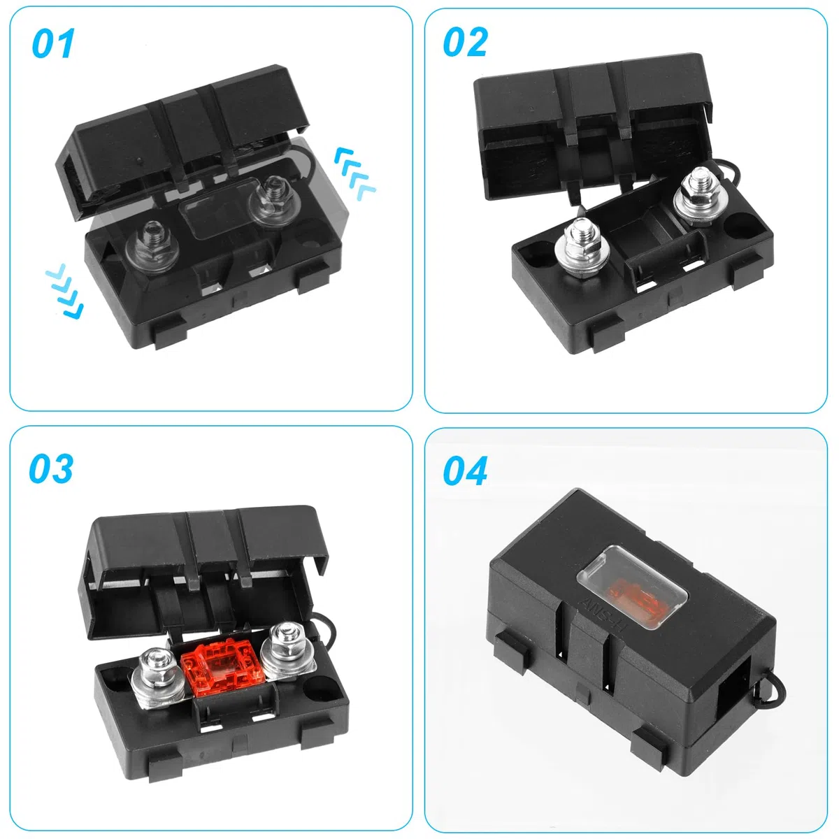 Porta Fusible, 6 Piezas Soporte de Fusibles para Coche, ANS Portafusibles para Automóvil, Fusible de Alta Corriente Midi Porta Fusible Atornillados ANM para Automóviles, para Automóviles, Vehículos