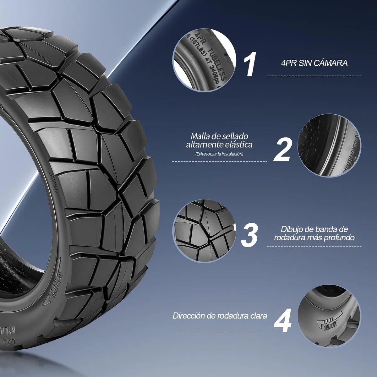 9x3.0-5.5 Neumáticos sin Cámara para Kukirin G2 Pro Patinete Eléctrico, Neumáticos Todoterreno de 9 Pulgadas, Ruedas de Repuesto Resistentes al Desgaste (1 Pieza)