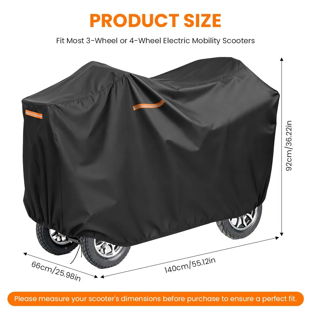 Funda del Scooter de Movilidad 140x66x92CM, con Bolsa Almacenamiento, Tela Oxford 210D Recubrimiento Plata PU, Prueba Polvo, Agua, Resistente a Los Excrementos de Pájaros y a Los Rayos UV