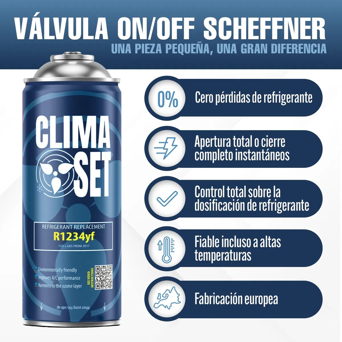 ClimaSet Recambio gas R1234yf el gas refrigerante R1234yf gas aire acondicionado coche - carga aire acondicionado coche - después de 2016-1 botella de gas de 170 g ECO
