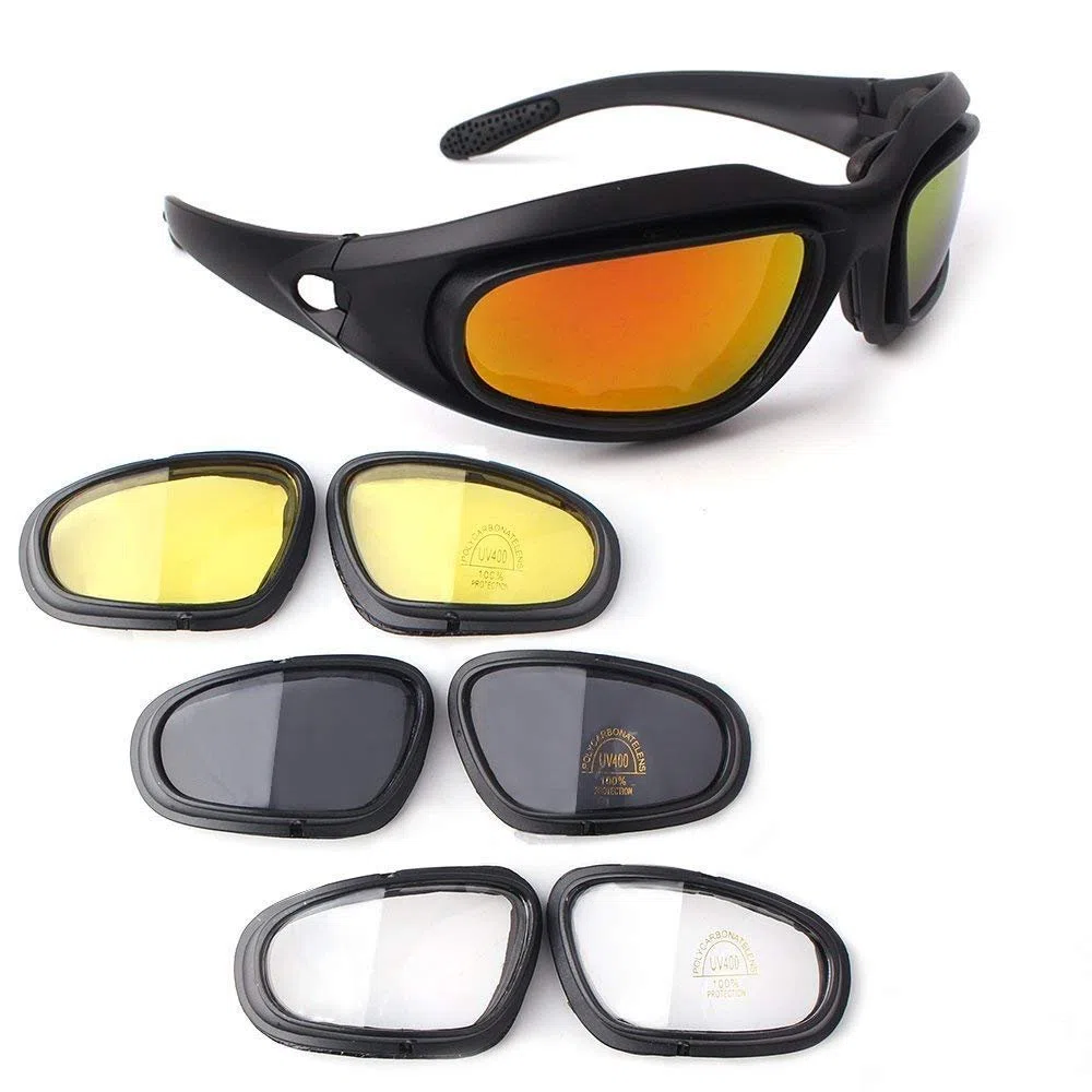 Bernard Bertha -Gafas para motocicleta, marco acolchado y 4 juegos de lentes, ideales para actividades al aire libre y deportes