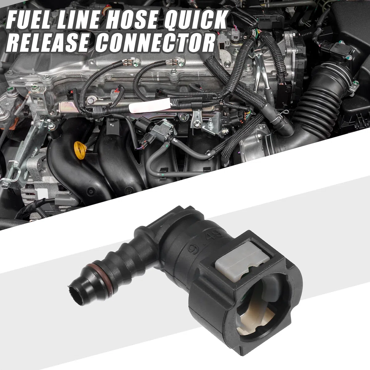 A ABSOPRO conector Rápido de Manguera de Línea de Combustible para Automóvil, 90 Grados, 3/8" (9.49Mm) Sae A 1/4" (6Mm), desconexión de Manguera de Plástico Gris (Juego de 2)