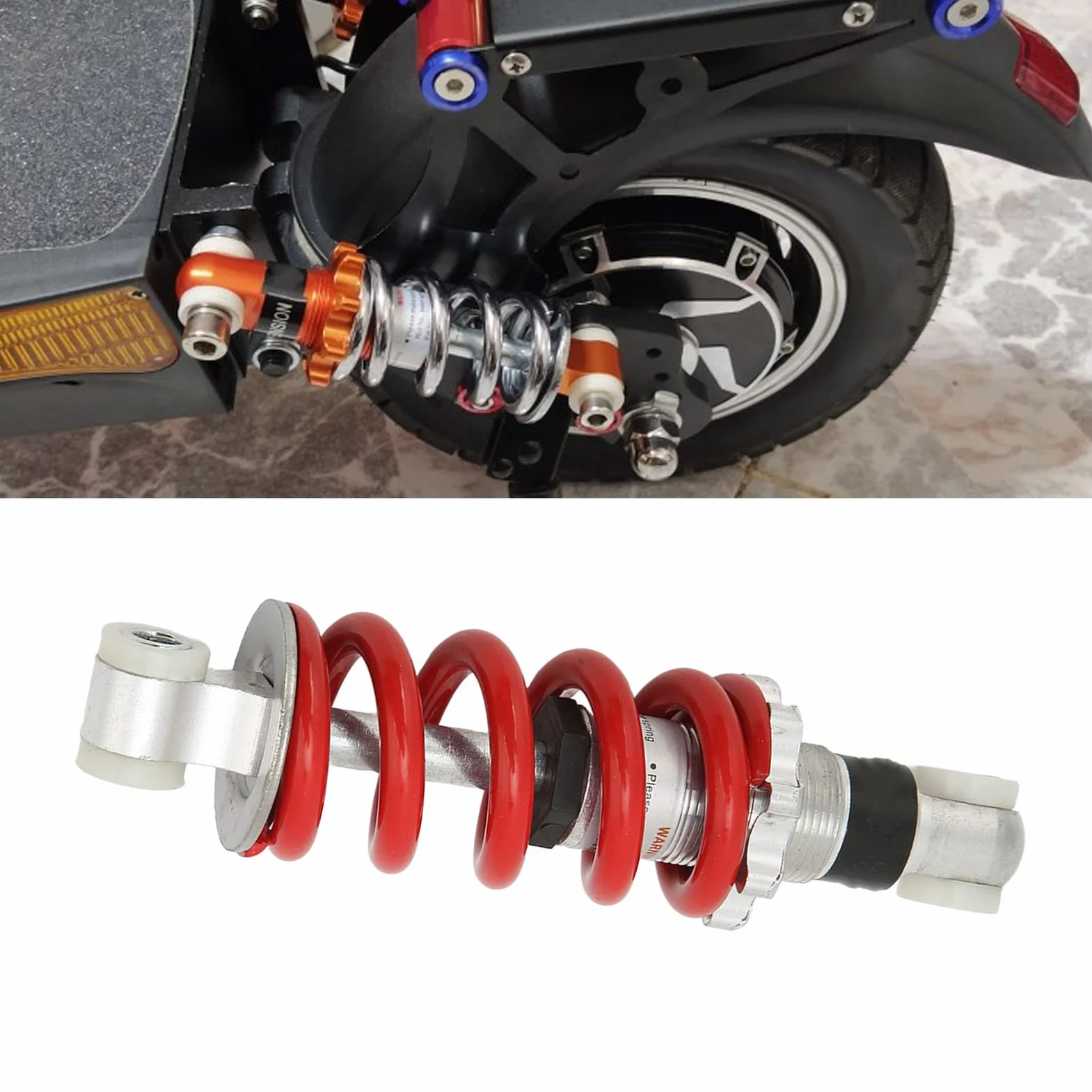 150mm/5.91in Universal Moto/ATV Amortiguador 750LBS Carga Ajustable Diseño de Resorte para Vehículo Eléctrico, Scooter, Ciclomotor, Mini Motocicleta