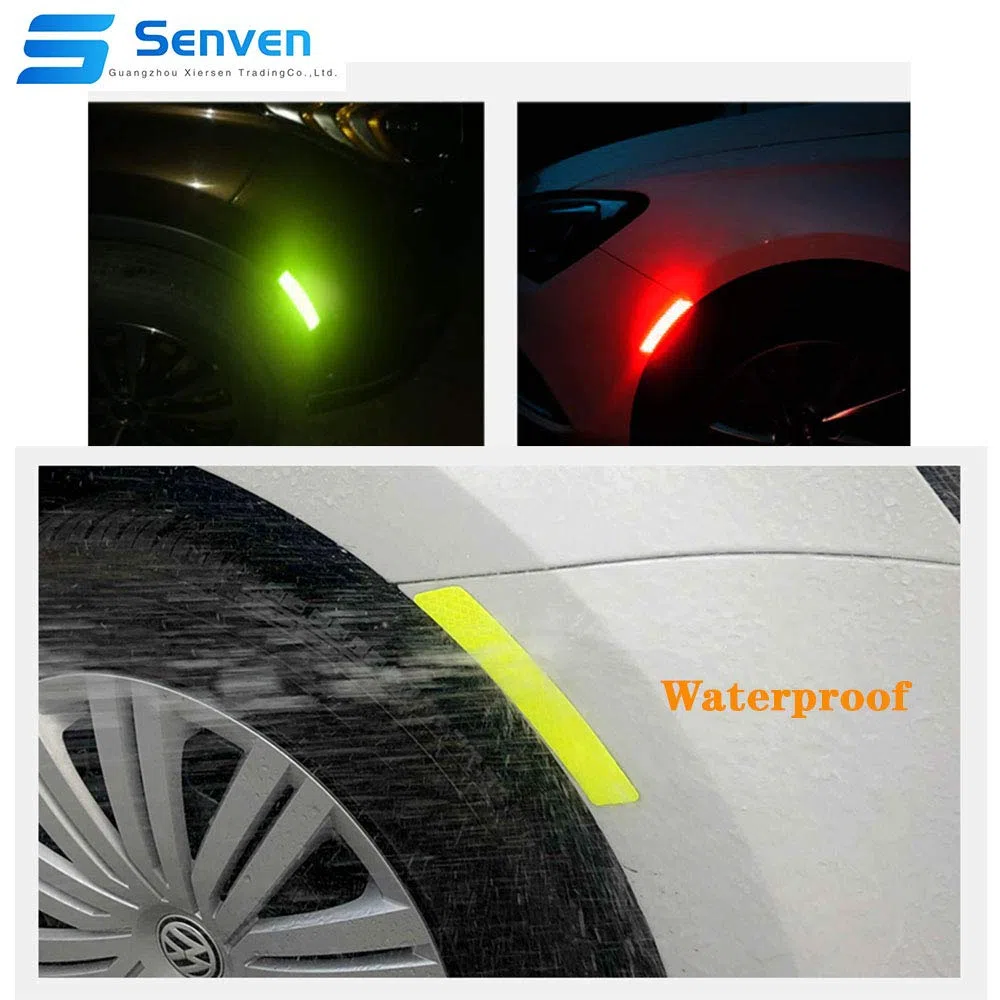 Senven Pegatinas de Advertencia Reflectantes de Puerta avanzadas Adhesivos Anti colisión de Puerta, Cejas Rueda Coche Adhesivos Reflectantes Impermeables universales, Rojo y Blanco -16 Piezas