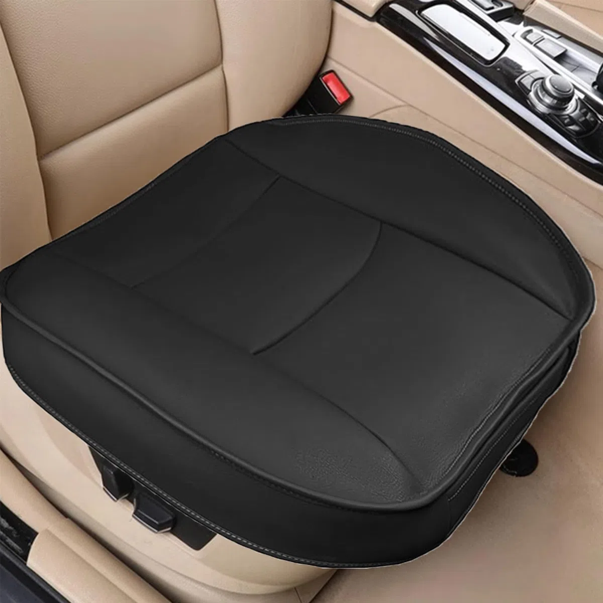 Cojines de Asiento de Coche, Funda de Asiento de Coche Universal, Fundas de Asiento de Coche de Cuero PU, Protector de Asiento Delantero de Trabajo para la Mayoría de Vehículos, Negro