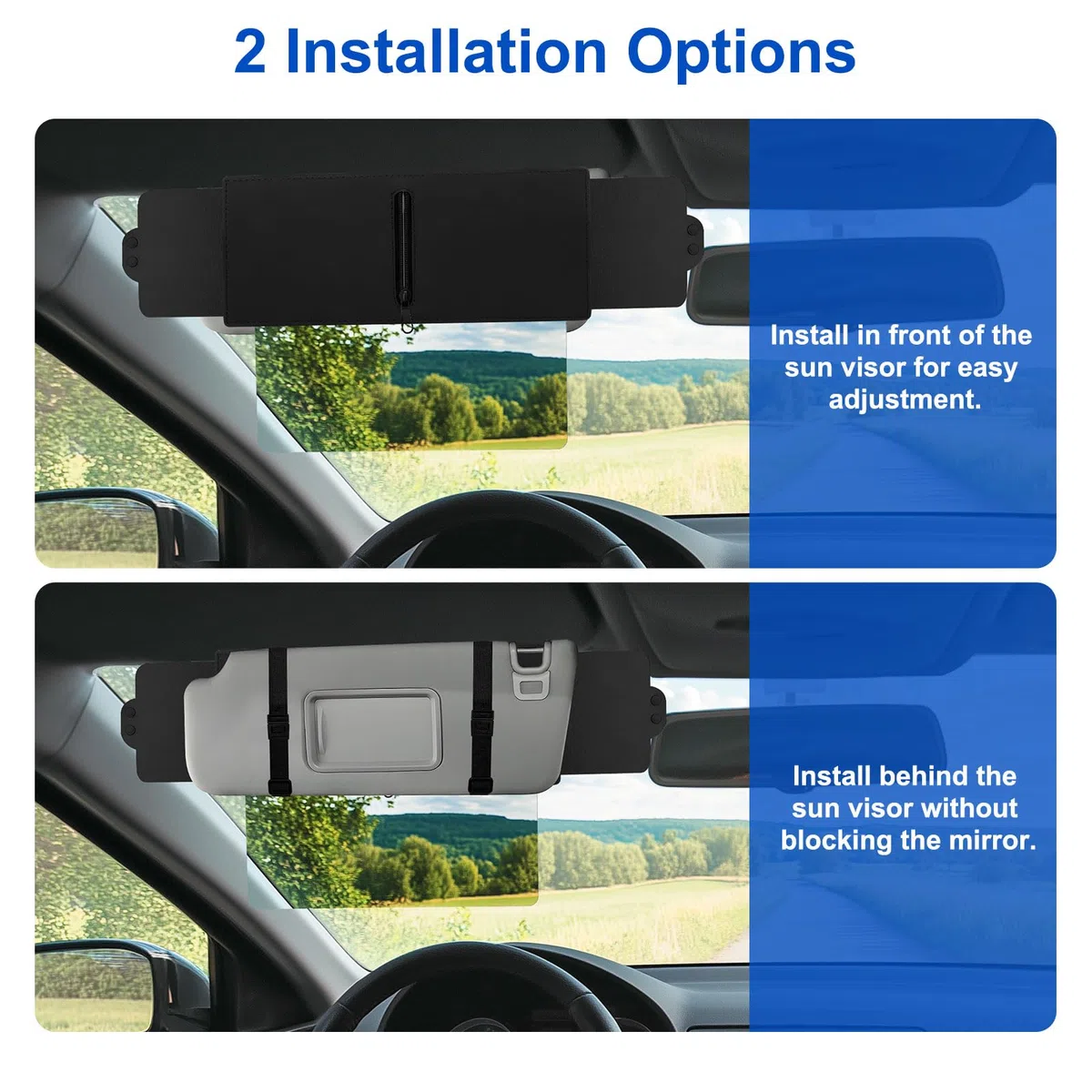 Linkstyle Extensor de Parasol para Coche Delantero, Visera Coche Ajustable en 3 Lados, Antideslumbrante & Protección UV para Sedán SUV Camión Furgoneta RV