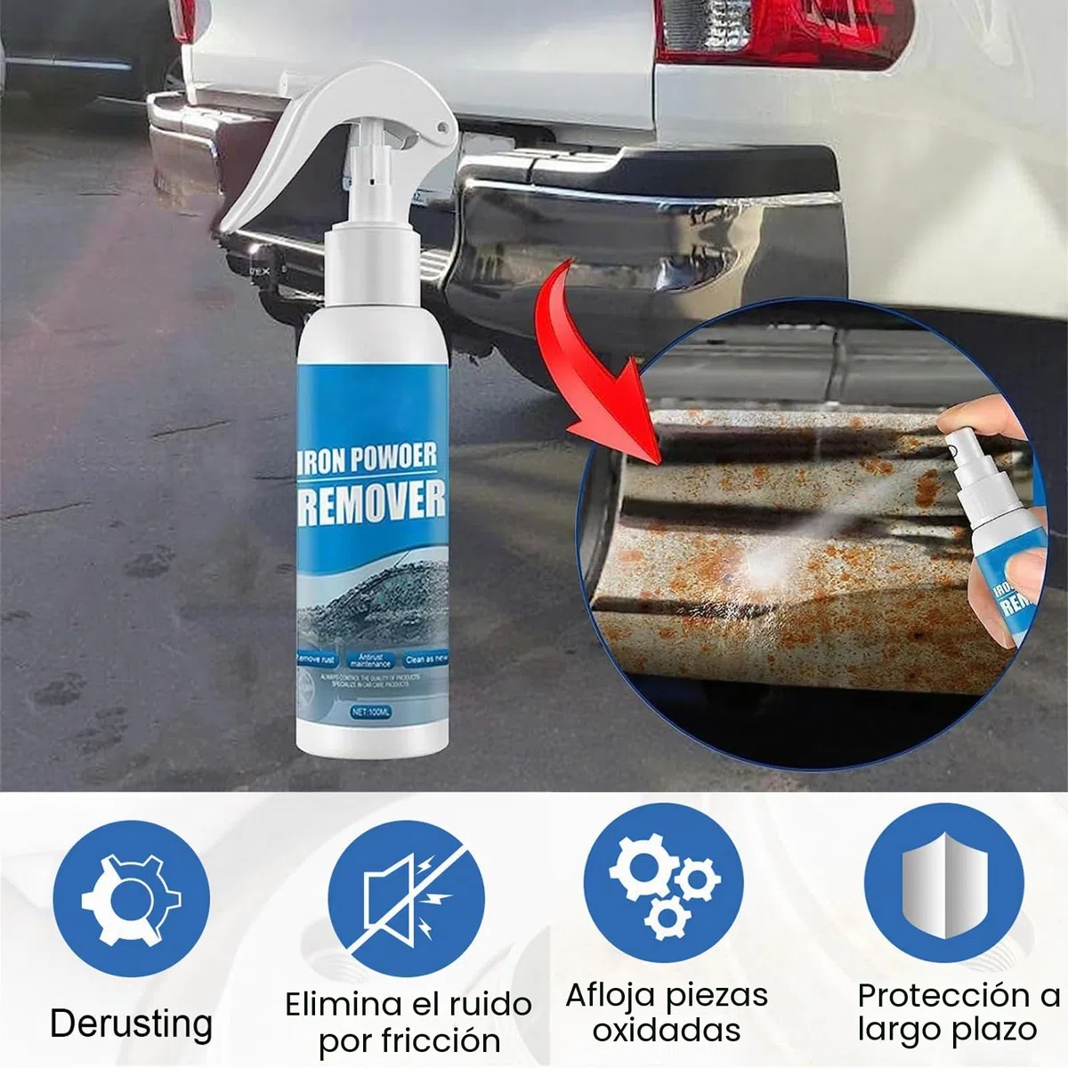Rakiuty Spray de Eliminación de Óxido, Convertidor de Oxido, Rust Remover Spray, Sprays Convertidor, Accesorios de Limpieza del Automóvil, Multipurpose Rust Remover, 100 ml