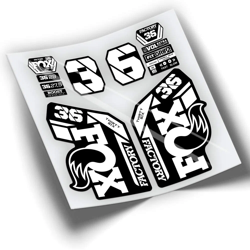 REF:VP425 Pegatinas compatibles con horquilla FOX 36 2021-2024 KASHIMA MTB, stickers, adhesivos, vinilos para bicicletas de montaña. (BLANCO)