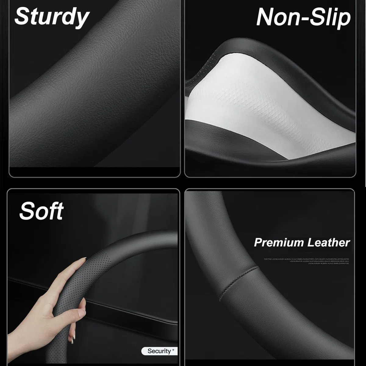 XHRING Funda para Volante de Coche en Forma de D para Volkswagen VW Atlas Tiguan ID.4 Taos Passat Golf Jetta Beetle Polo GTI CC Touareg SE Sel R-Line S Cross Sport Accesorios, Cuero Negro 2025