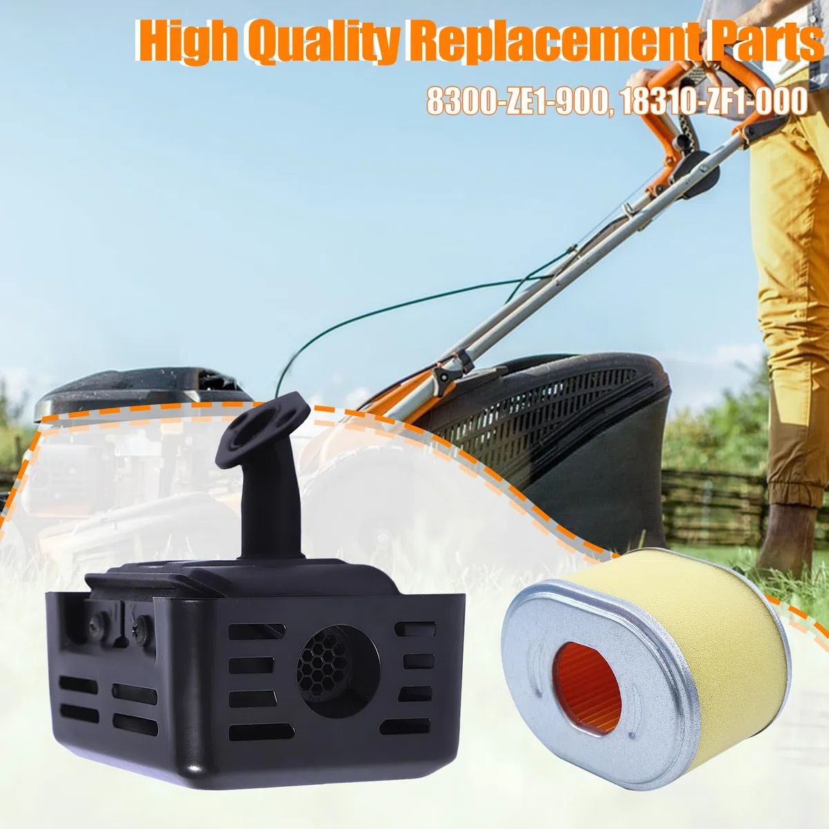 Juego de escape silenciador para Honda GX120 GX160 GX200 168F 4HP 5.5 HP 6.5HP Motor,Silenciador con bujía de arranque Tapa de bujía dividida Filtro de aire