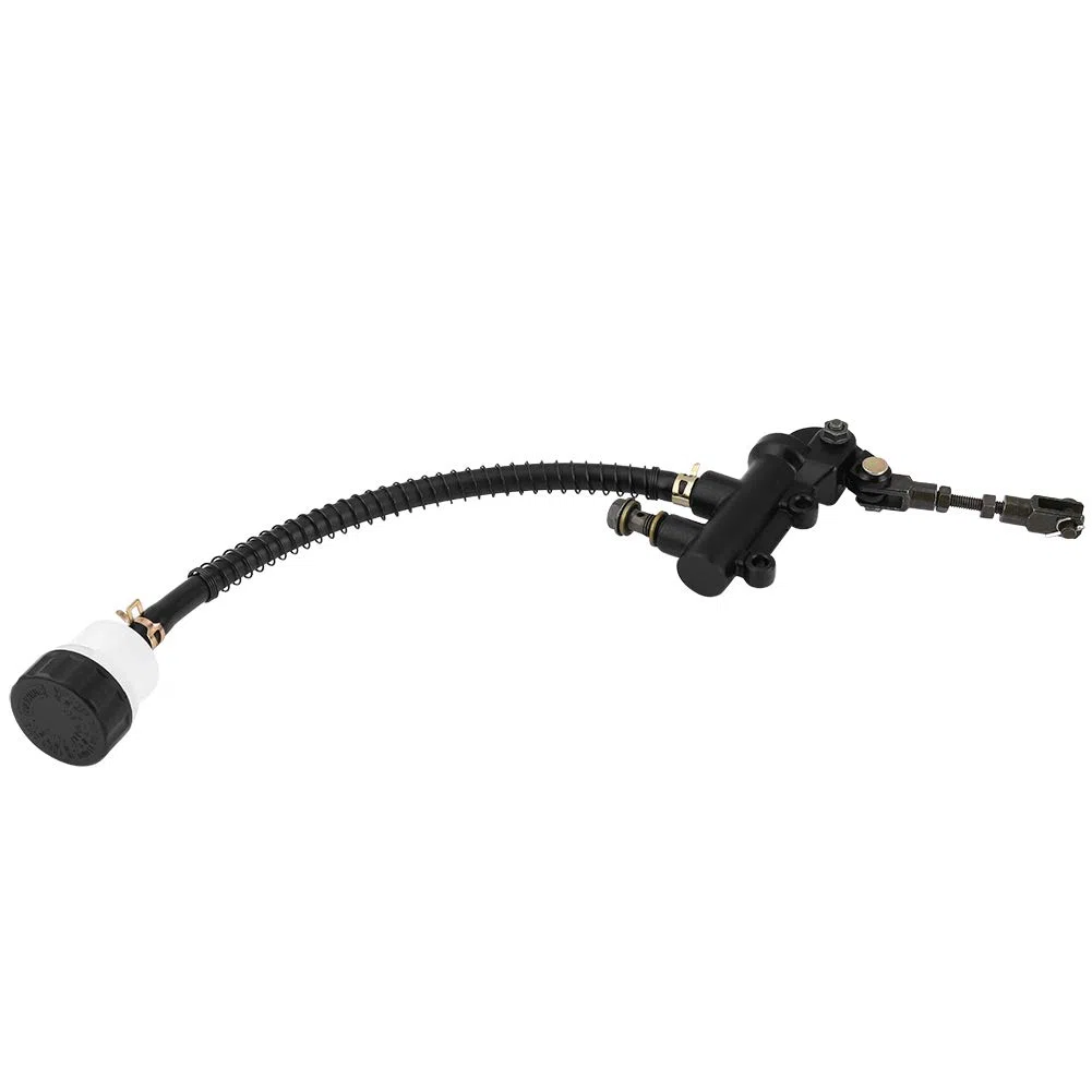 Akozon Bomba de freno de pie trasero Freno de pie trasero plegable Depósito de bomba de cilindro maestro hidráulico para moto ATV Dirt Bike