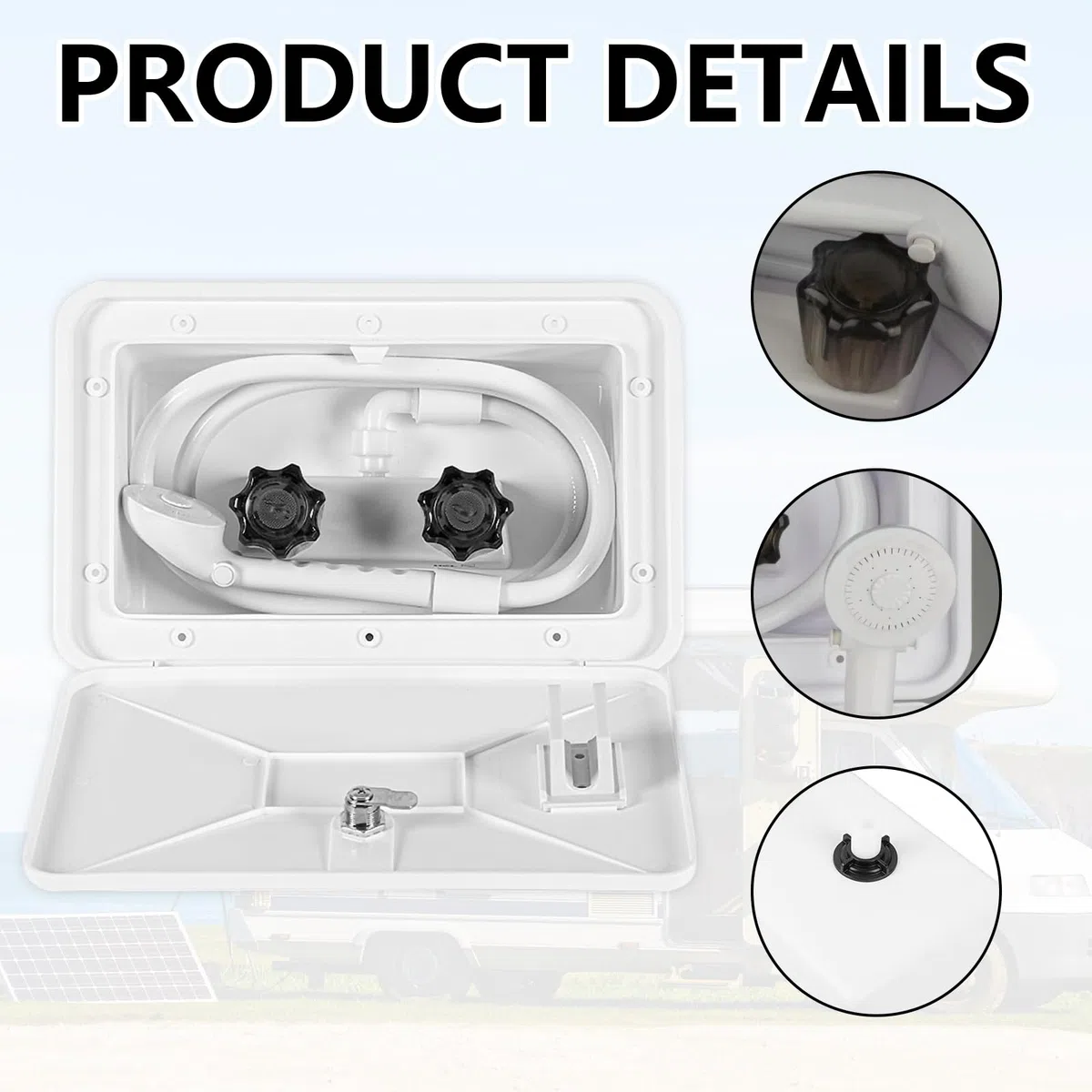 Ducha Para Autocaravana, Ducha Para Acampar Kit De Duchas Al Aire Libre Caja De Duchas Para Autocaravana Con Interruptor De Agua FríA Y Caliente Y Cabezal Para Caravana Marina Blanco