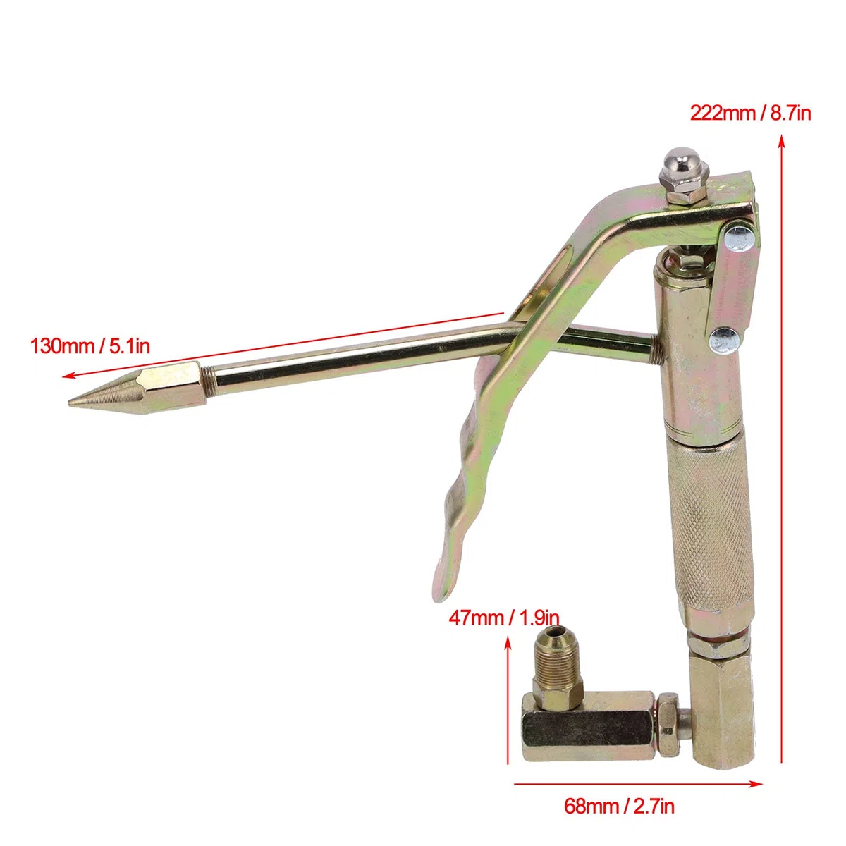 Pistola de Engrase, Empuñadura de Pistola Neumática de Alta Presión Pistola de Engrase Engrasador de Mano Rotación de 360 ​​Grados Herramienta de Acoplador de Reabastecimiento Accesorios de Engrase