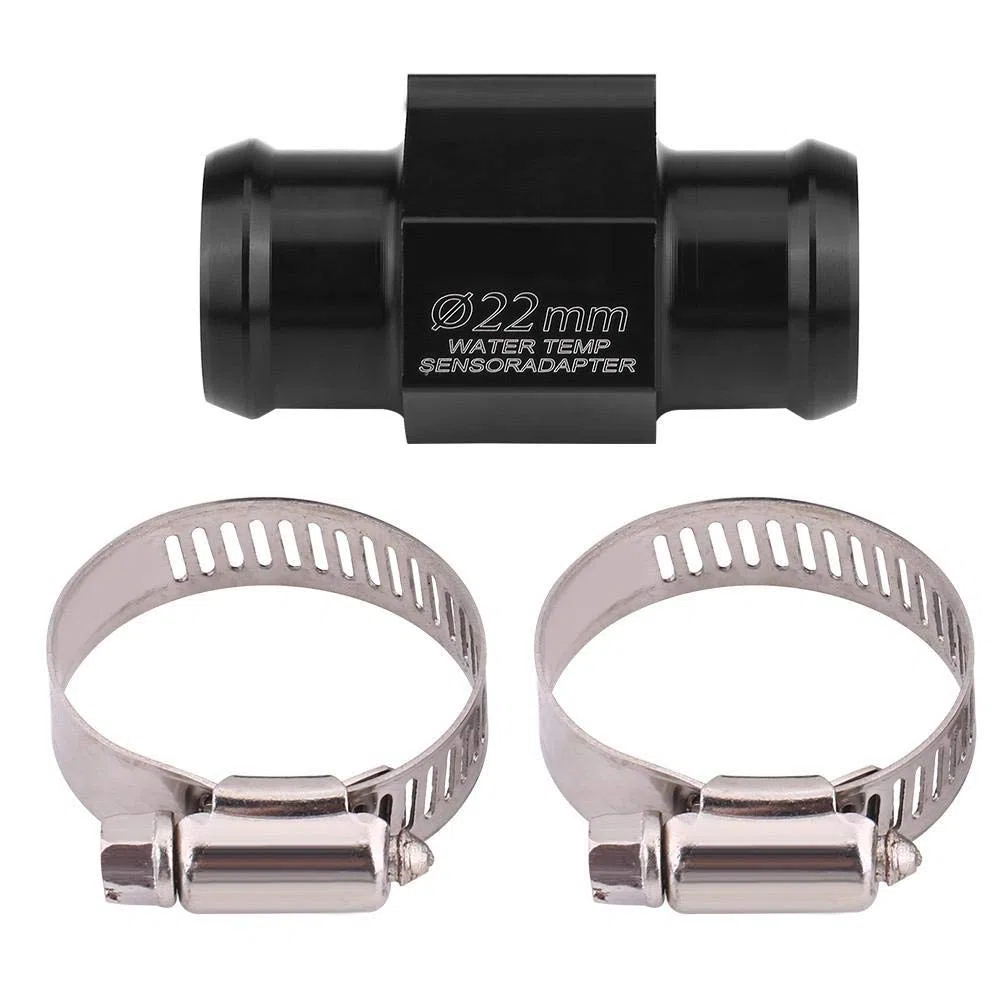 EBTOOLS Adaptador de temperatura de agua negro, adaptador de medidor de sensor de manguera de tubo de temperatura de agua de motocicleta universal(22mm)