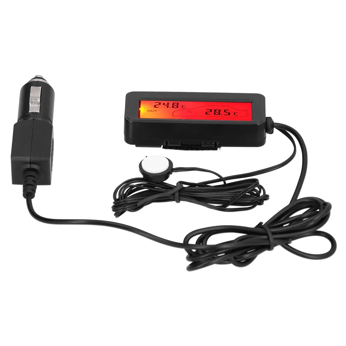 Termómetro LED Digital DC12V Mini Termómetro de Coche Medidor de Temperatura Electrónico Suministros para Interiores y Exteriores Instrumento de Medición(Rojo)
