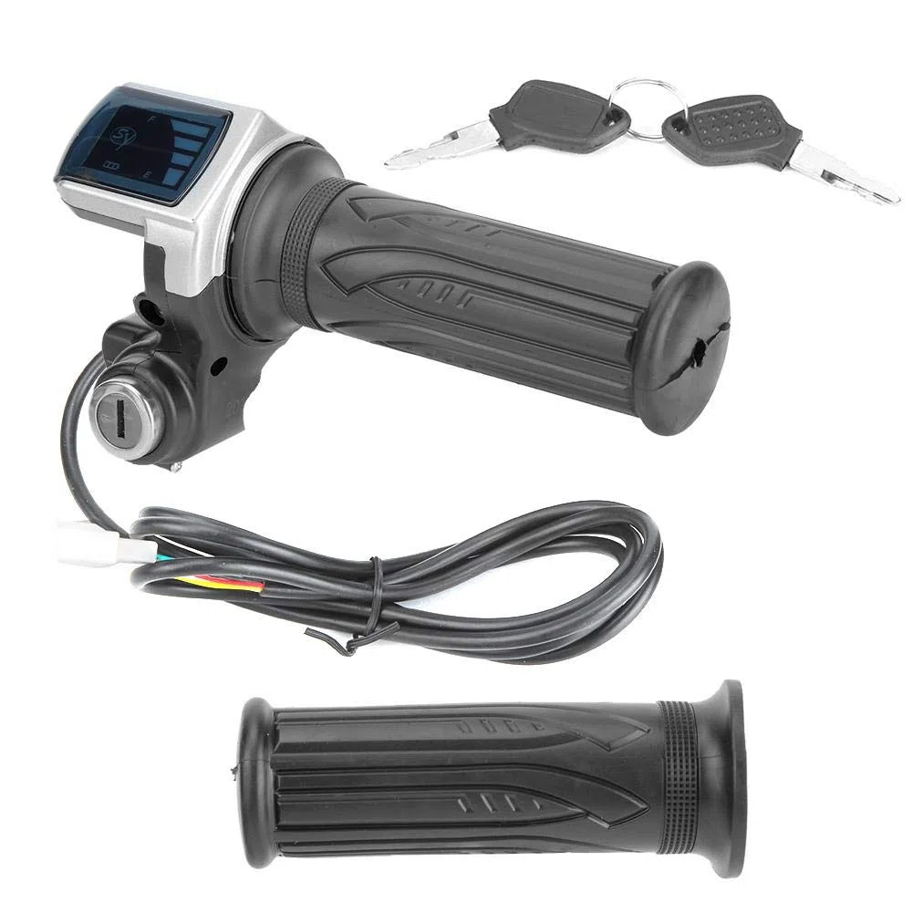 Akozon Empuñadura de Acelerador eléctrico Acelerador de Medio de 36V con indicador LED de Encendido Bloqueo de Teclas para Motos Eléctricas Scooters Motocicleta