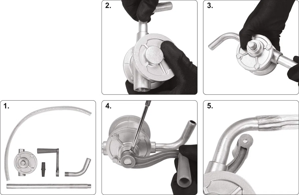 Vorel Minibomba manual de aluminio con manivela, 15 litros/min, diseño estable y ligero, bomba de barril diésel, bomba de manivela de aceite