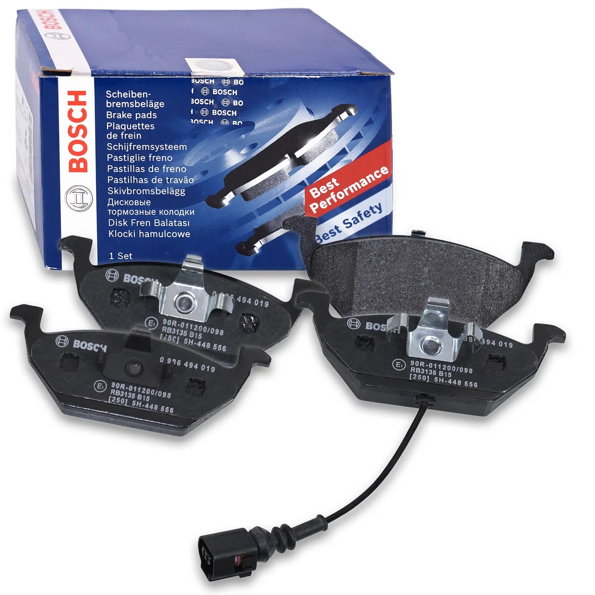Bosch BP264 - Pastiglie Freni Auto, Delantero - Calidad Bosch - Reducción de Ruido y Polvo - Certificación ECE-R90 - Sin Cobre - 1 Juego de 4 Pastillas