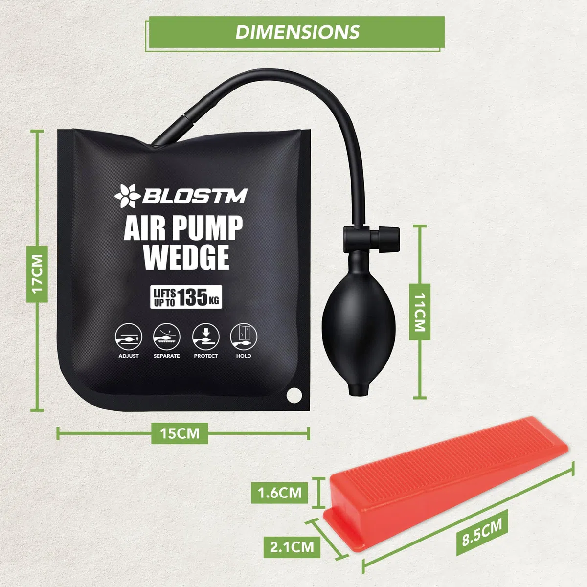 BLOSTM Cuña de Aire de Bomba Air Wedge Pump Herramienta de Alineación de Marcos de Ventanas Accesorios, Instalación Y Reparación para el Hogar Y El Automóvil - Paquete de 2