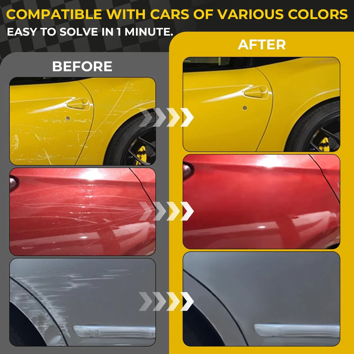 Car Scratch Remover Wax, Professional Scratch Repair Compound with Sponge Applicator & Wiping Cloth for All Vehicles & Glossy Paints, Deep & Minor Scratch Removal (2PCS)