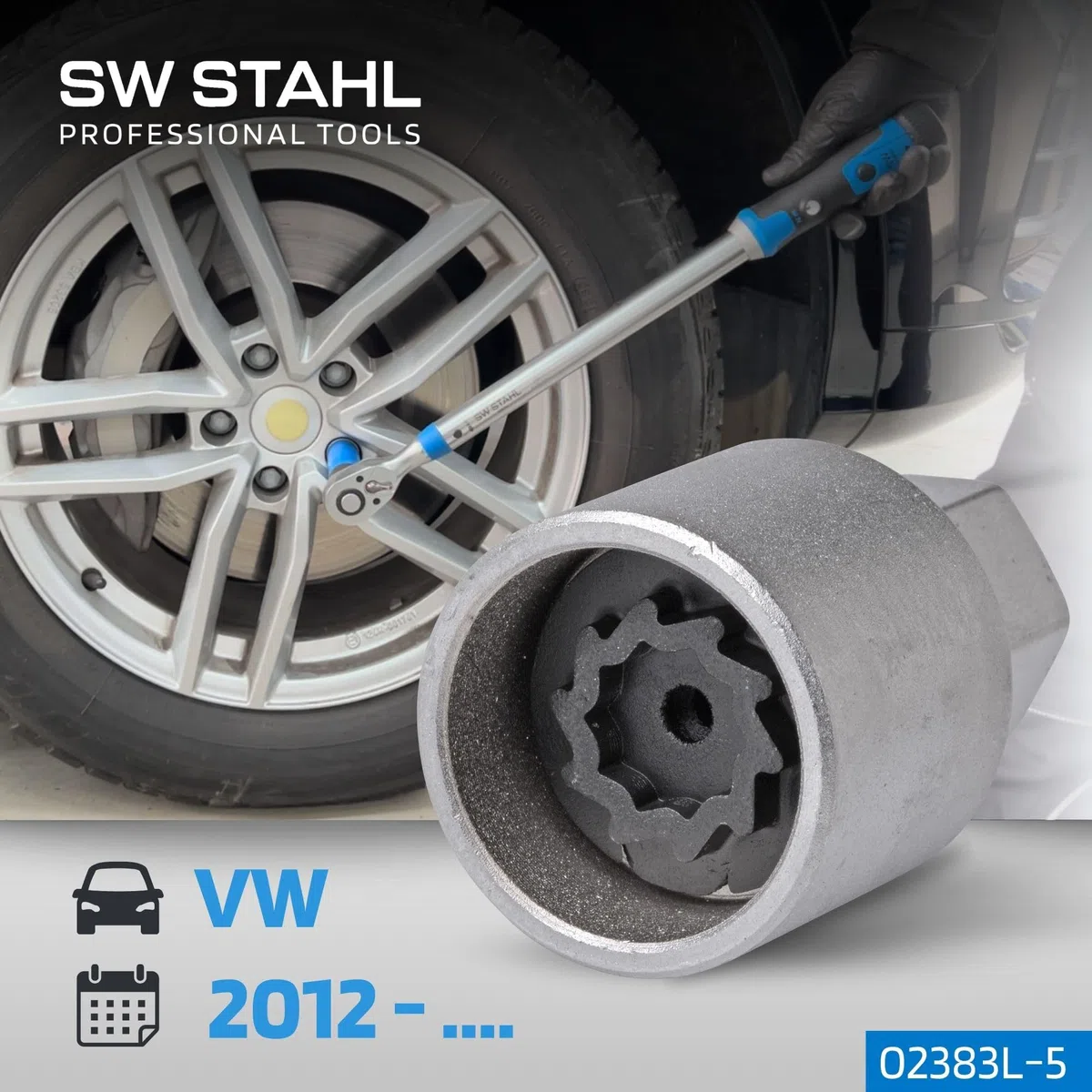 SW-Stahl 02383L-5 - Bloqueo de llanta para VW adaptador 525