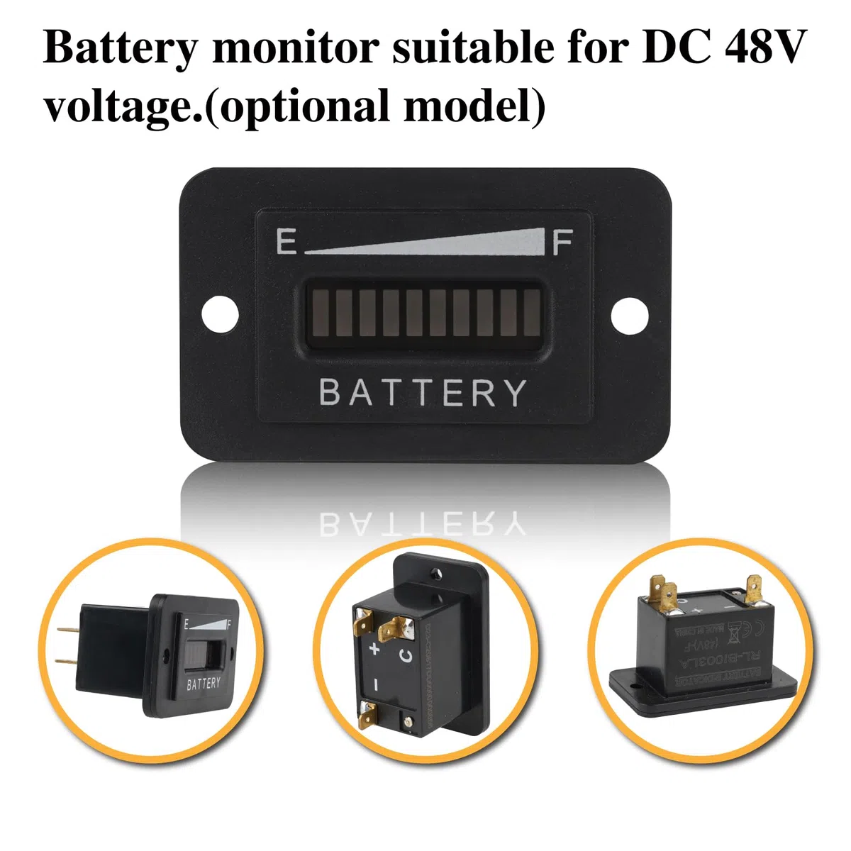 Indicador de batería Pantalla LED grande Voltímetro de plomo Ácido Traje para equipos de corriente continua, tales como carretillas elevadoras Carro de golf Equipo (LA-48V)