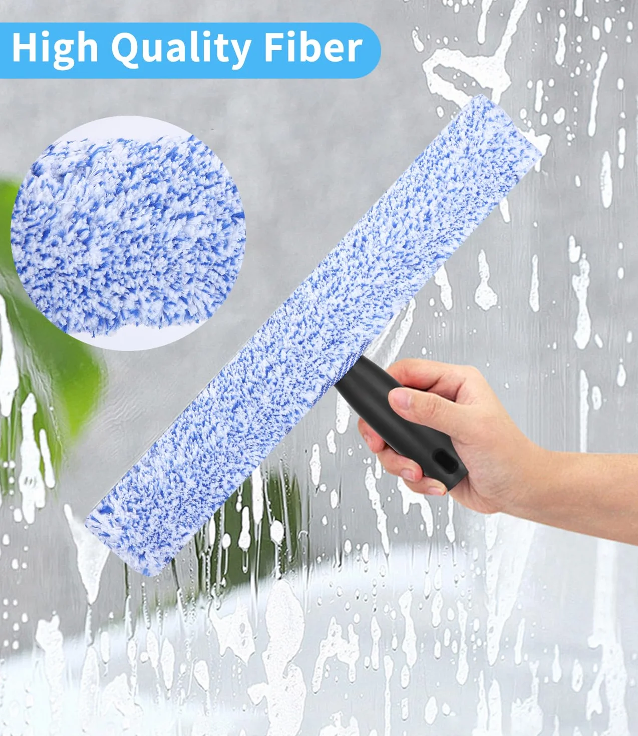 Limpiacristales Profesional 8 Piezas, Limpiador de Ventanas de Acero Inoxidable con Escobilla de Silicona & Paños de Microfibra, Kit de Limpieza de Ventanas con Gancho para Baño, Coche, Ventana