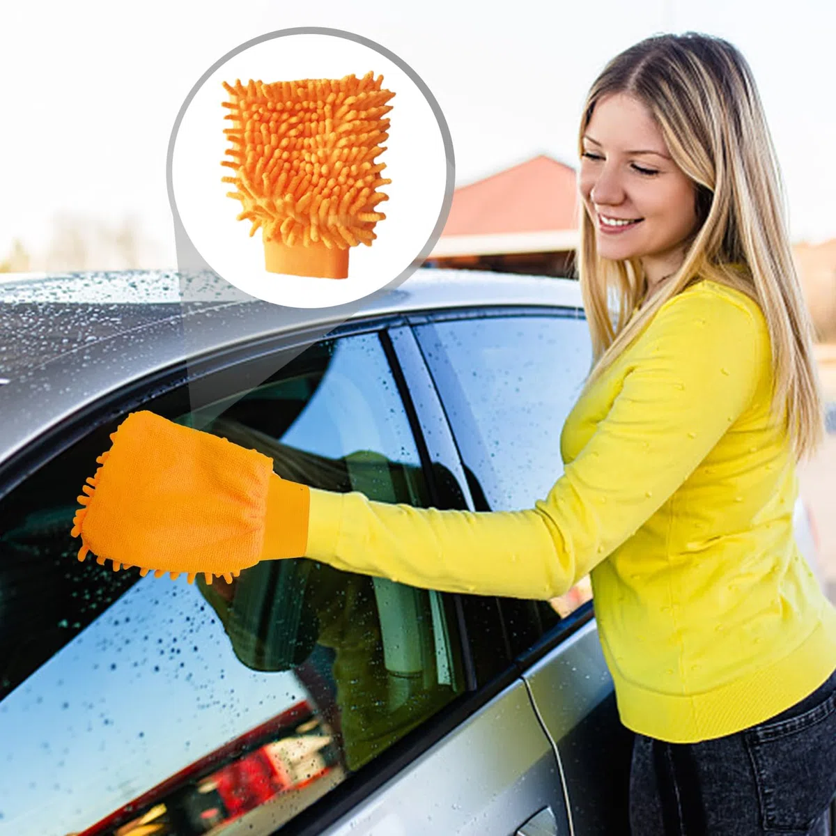 1 rasqueta para parabrisas de coche, 1 pieza de guantes de limpieza de cristal, rasqueta antideslizante para coche