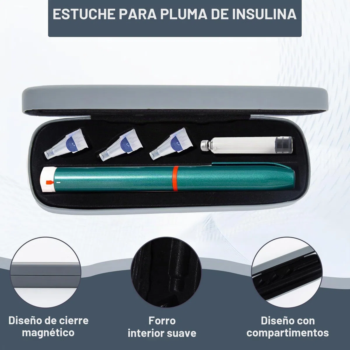 Pluma De Insulina Y Caja De Agujas, Portátil Guarda Plumas Insulina, Estuche Diabetes, Estuche Insulina, Adecuado Para Llevar Cuando Se Sale(Solo La Caja)