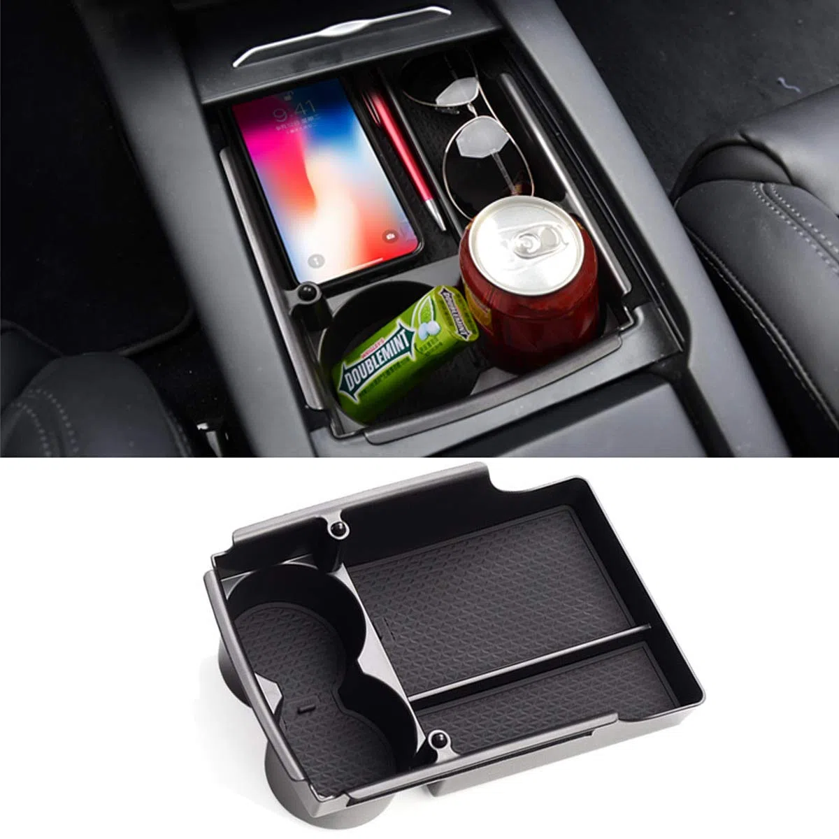 Jaronx - Organizador de Consola Central Compatible con Tesla Model X/S, Caja de Almacenamiento para reposabrazos + portavasos, para Accesorios Tesla Model S/X 2016 2017 2018 2019 2020 2021