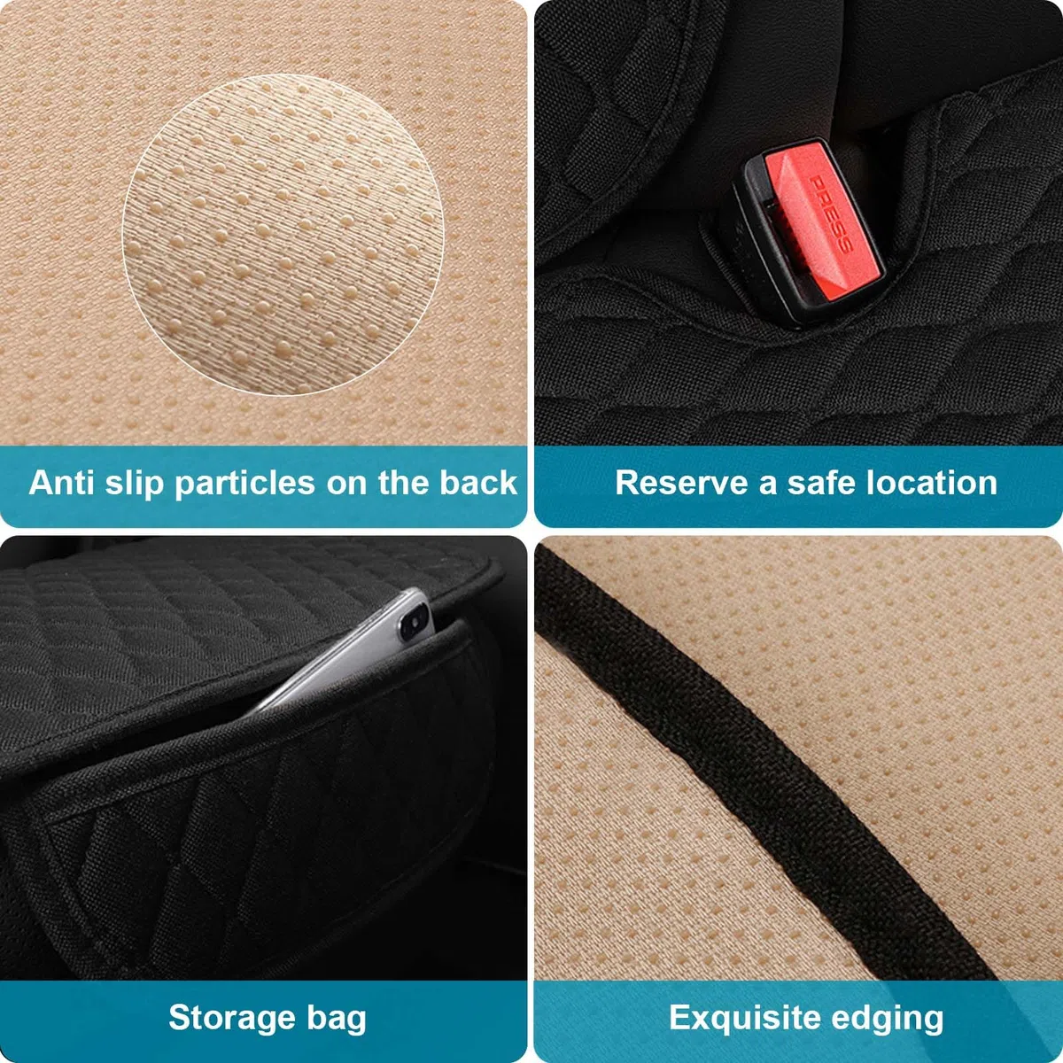 Cojín Asiento Coche Universal Cojin Coche Asiento Trasero 134 x 50 cm Antideslizante Suave Cojines Negro Funda para Asiento de Coche Transpirable Cojines para Asiento de Coche, Tractor, Oficina