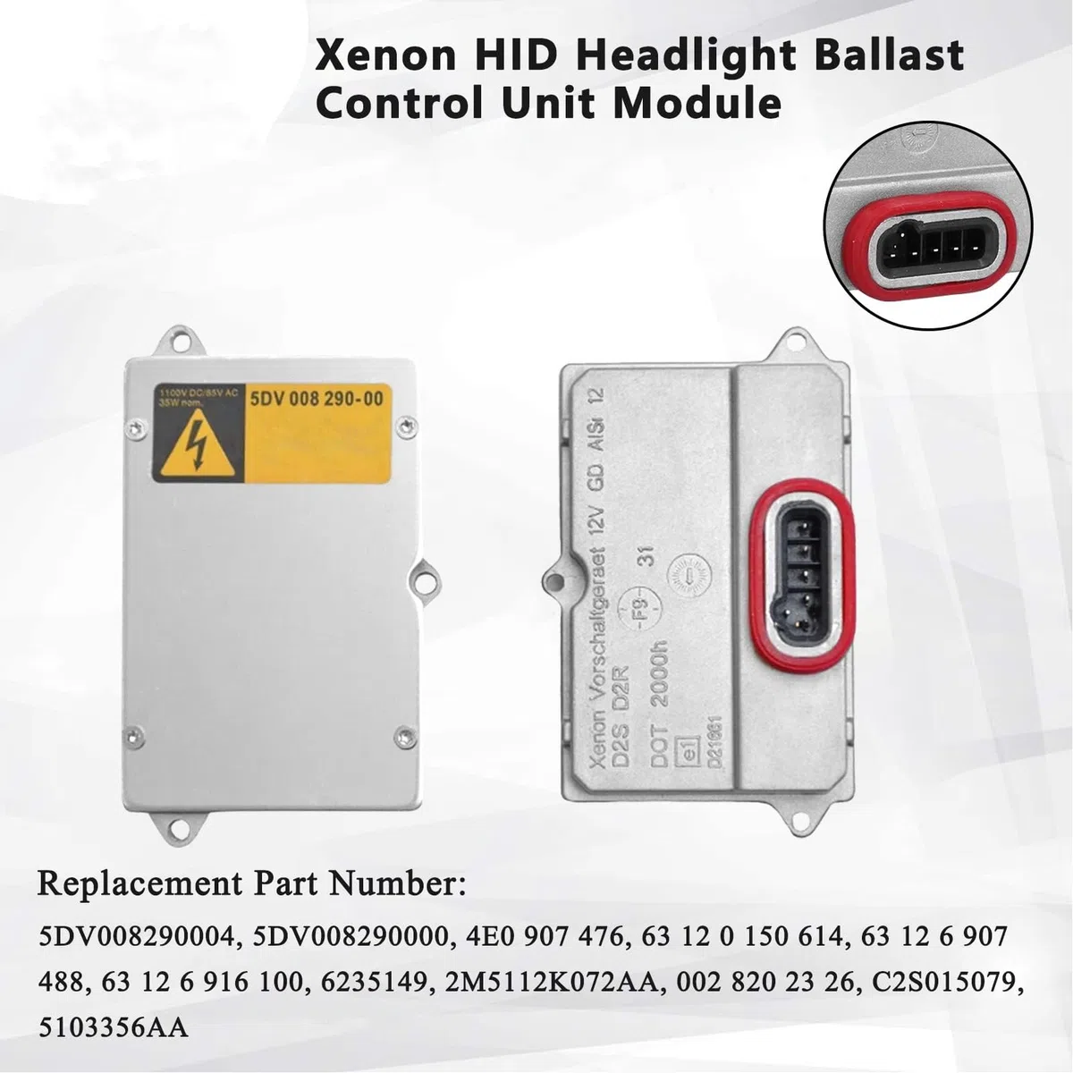 5DV00829000 Xenon HID Módulo de Control de balasto Compatible con Ford Focus Clase MA6 C6 S8 A8 E65 5er 7 2002-2008 4E0907476 90812JD20H