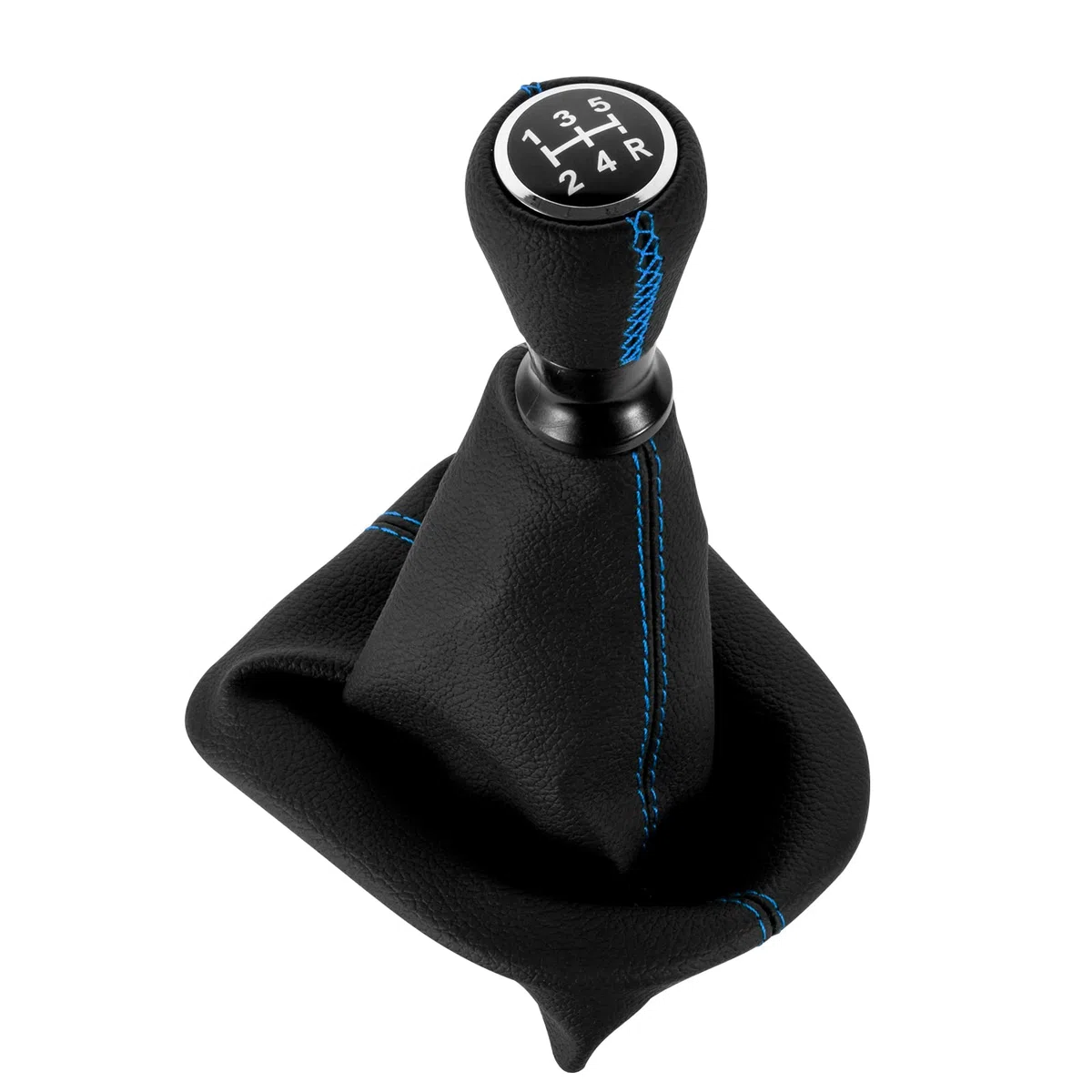 DOMENICA 5 Velocidades Pomo Palanca de Cambios Cuero con Funda Compatible de Peugeot 207 307 308 607 608 Citroen C3 C4 C5 (Azul)