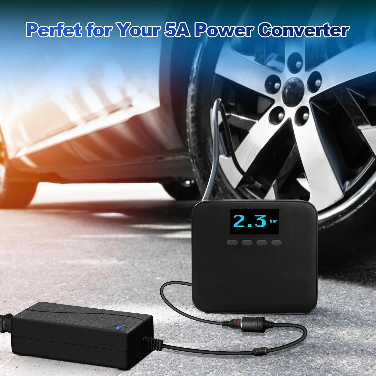 Transformador de tensión de 230 V a 12 V, Adaptador de alimentación para Coche, 5 A, 60 W, para Aspiradora de Coche, Compresores y Frigoríficos