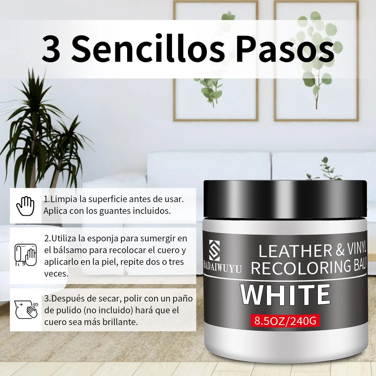 SHADAIWUYU Blanco Reparador Cuero,Cuero Liquido Reparador Pintura para Cuero para Reparar el Desgaste y Las Marcas en Sofás, Muebles de Vinilo, Asientos de Automóvil y Zapatos de Cuero