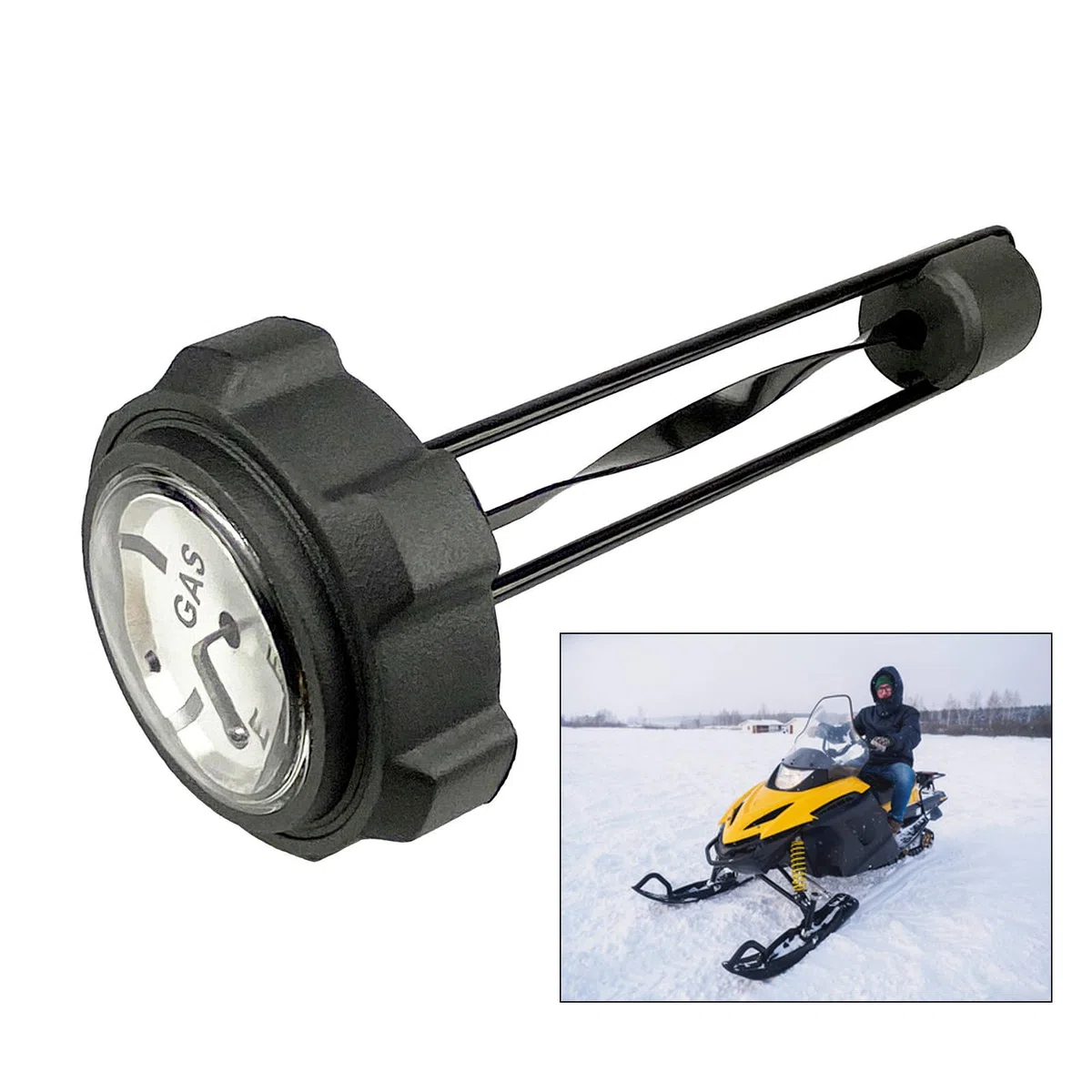 Tapones de gas atornillados con medidor de nivel de combustible, instrumentos de medición de líquidos para motos de nieve ATV (7.3 pulgadas/15.9 pulgadas)