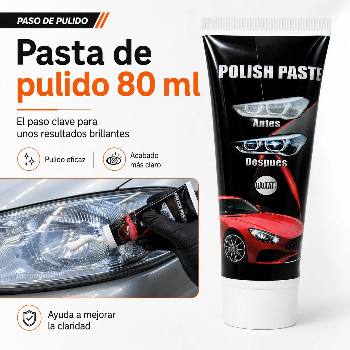 various Kit Pulir Faros Coche, Kit Completo de Pulido y Restauración de Faros con Pasta 80 ml, Lijas P800/P1200/P2000/P3000, Protector UV, Adaptador para Taladro, Faros Opacos y Amarillentos