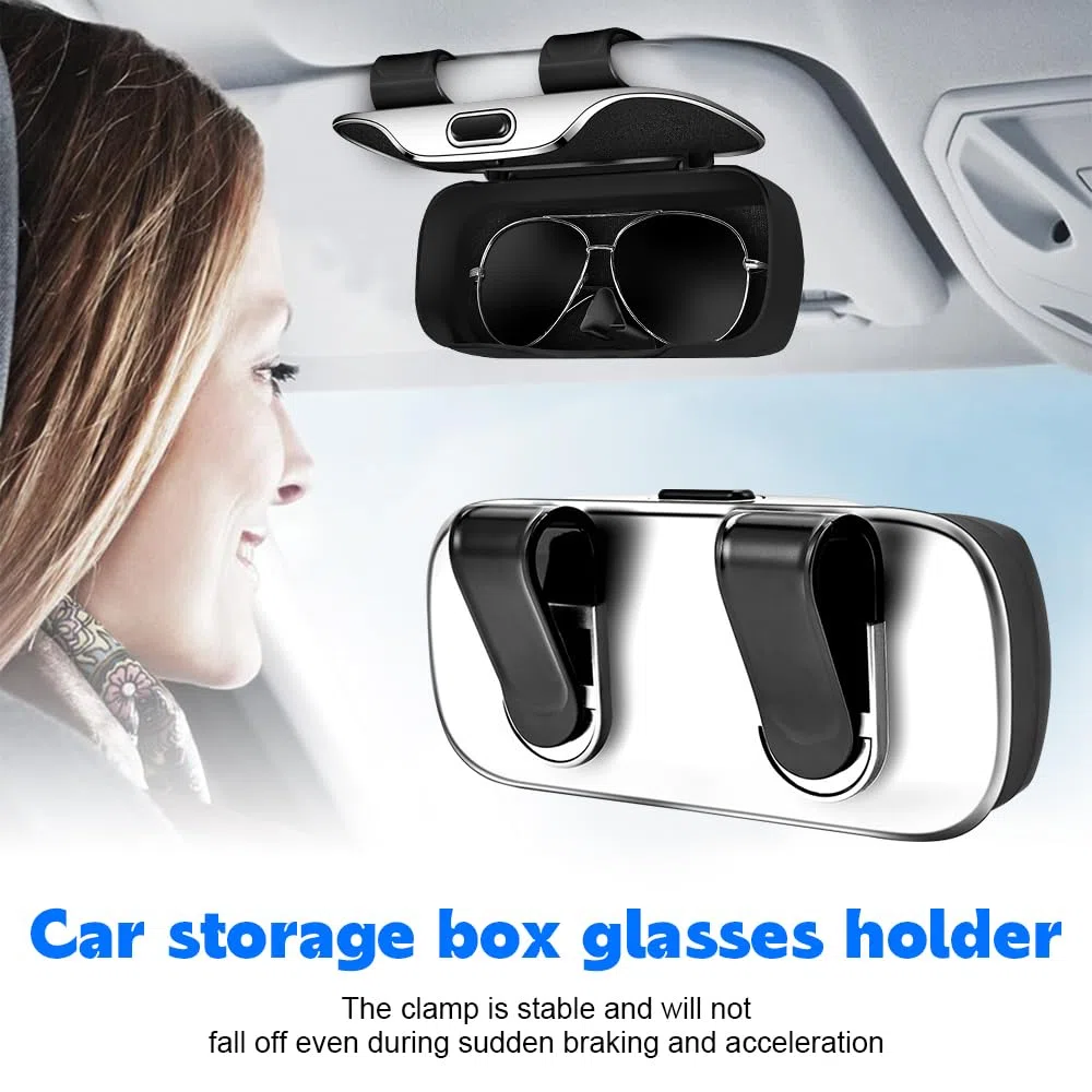 Funda para Gafas De Coche, Soporte Portátil para Lentes De Sol, Soporte para Gafas De Sol para Coche con Acolchado De Fieltro, Multifuncional, para La Mayoría De Los Modelos De Coche (Negro)