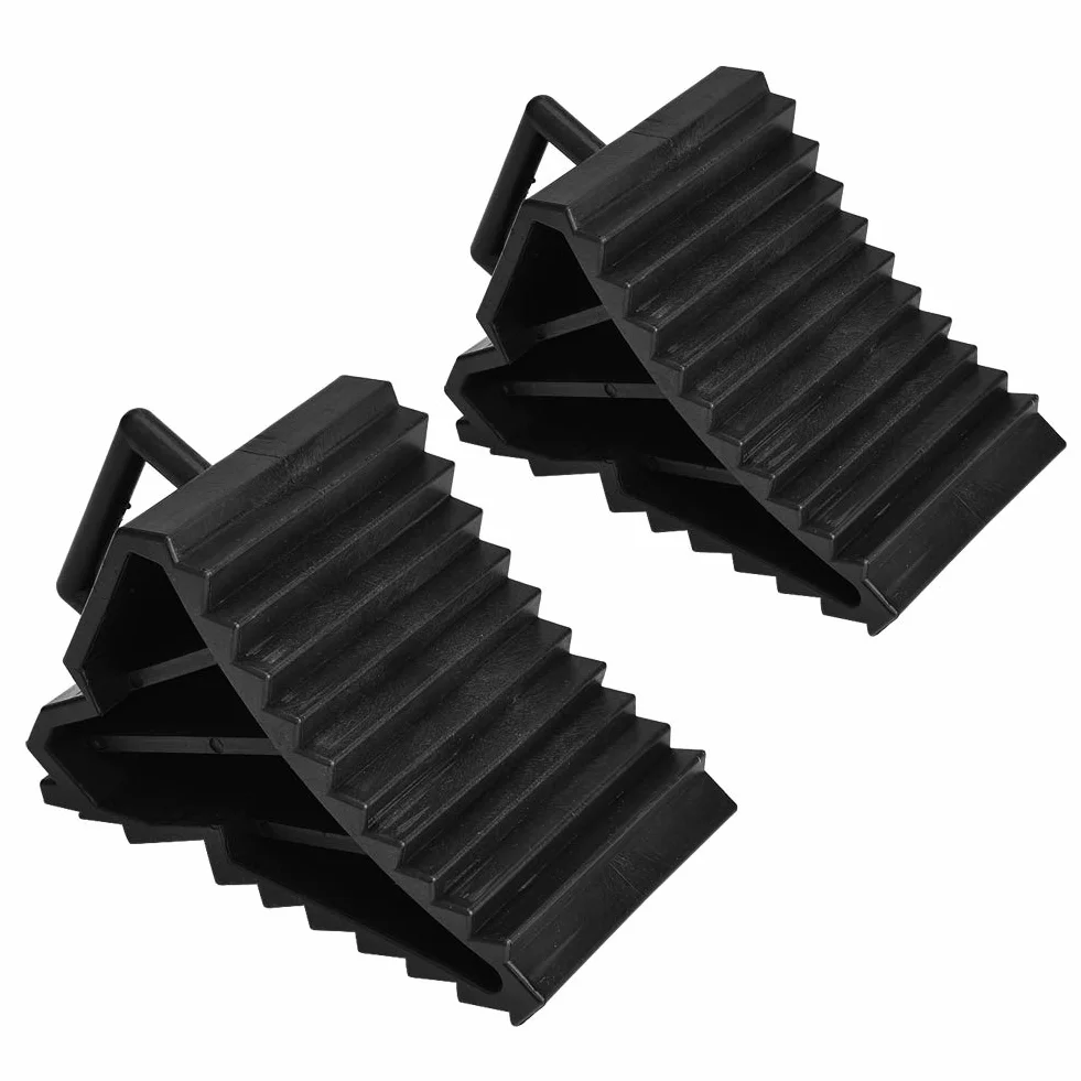 Juego de 2 Calzos Antideslizantes de Plástico ABS 15.5x9x10cm – Cuñas de Alineación para Ruedas de Coche, Caravana, Autocaravana y Camión