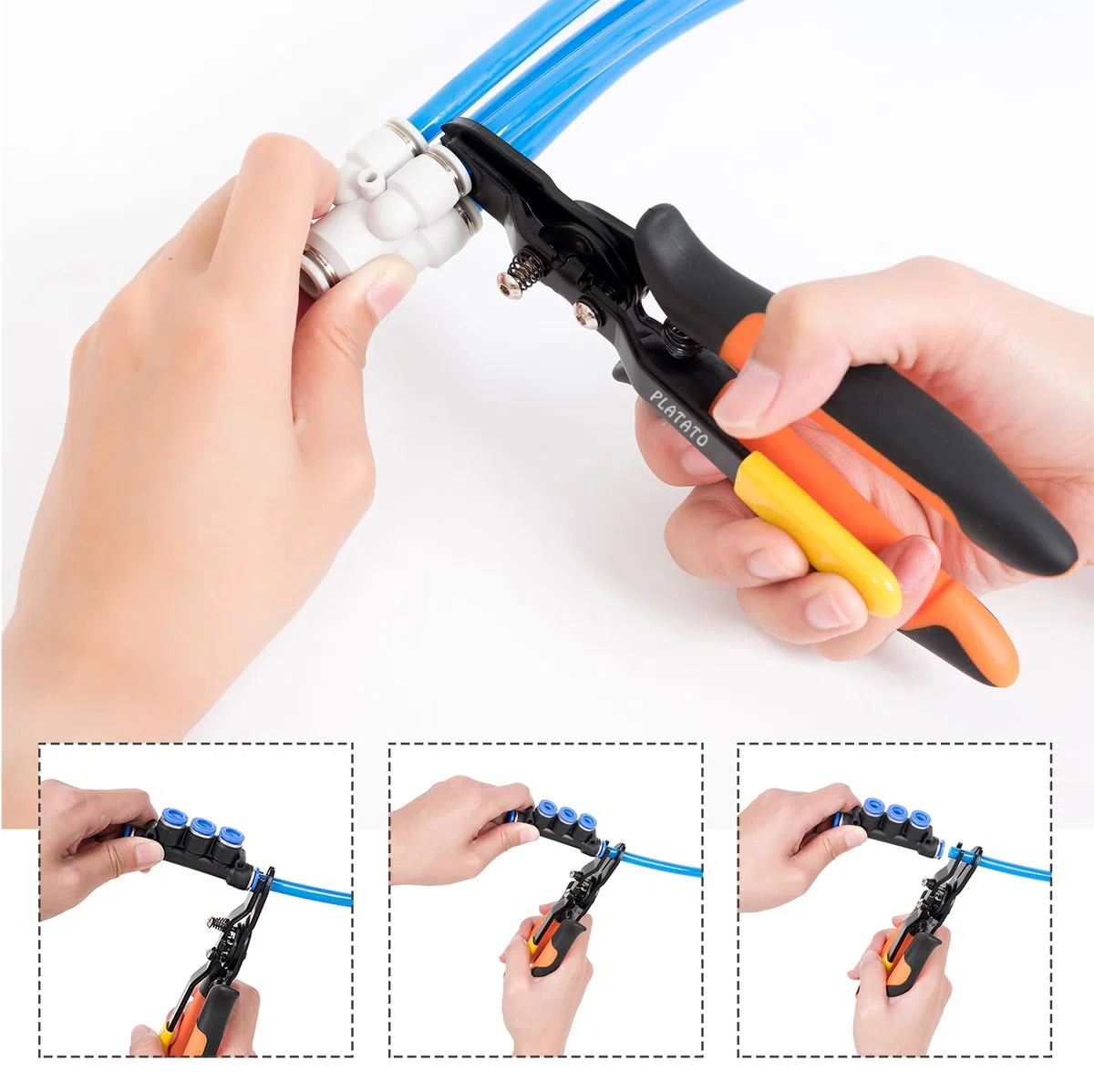 PLATATO - Herramienta de desconexión para accesorios neumáticos de 6,35 mm y 1,6 cm, accesorios neumáticos para encajar, mangueras de aire, mangueras de tráquea, herramientas de extracción