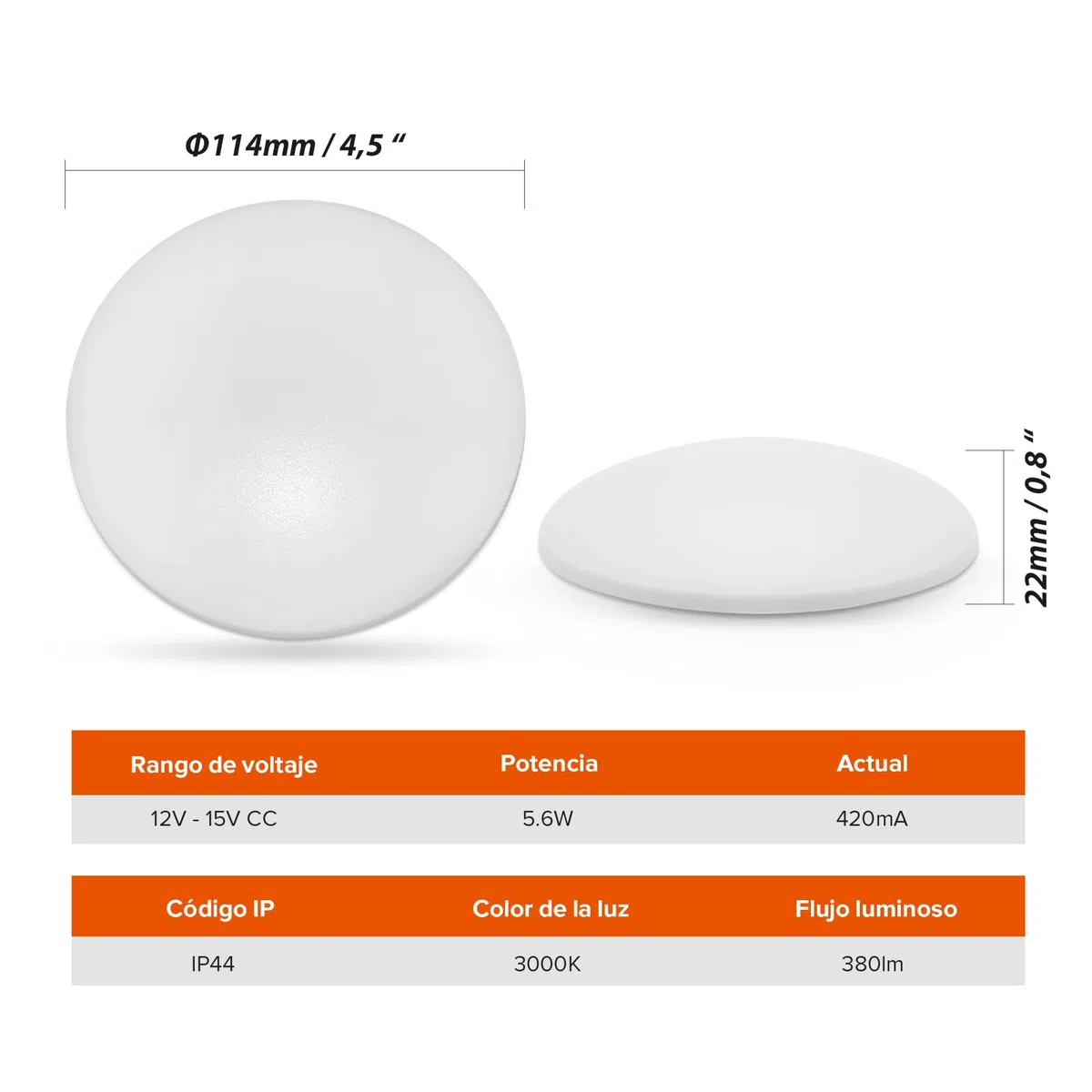Dream Lighting Lámpara de Techo Autocaravana Luz Interior Casa Rodante Barco 12v Blanco Cálido