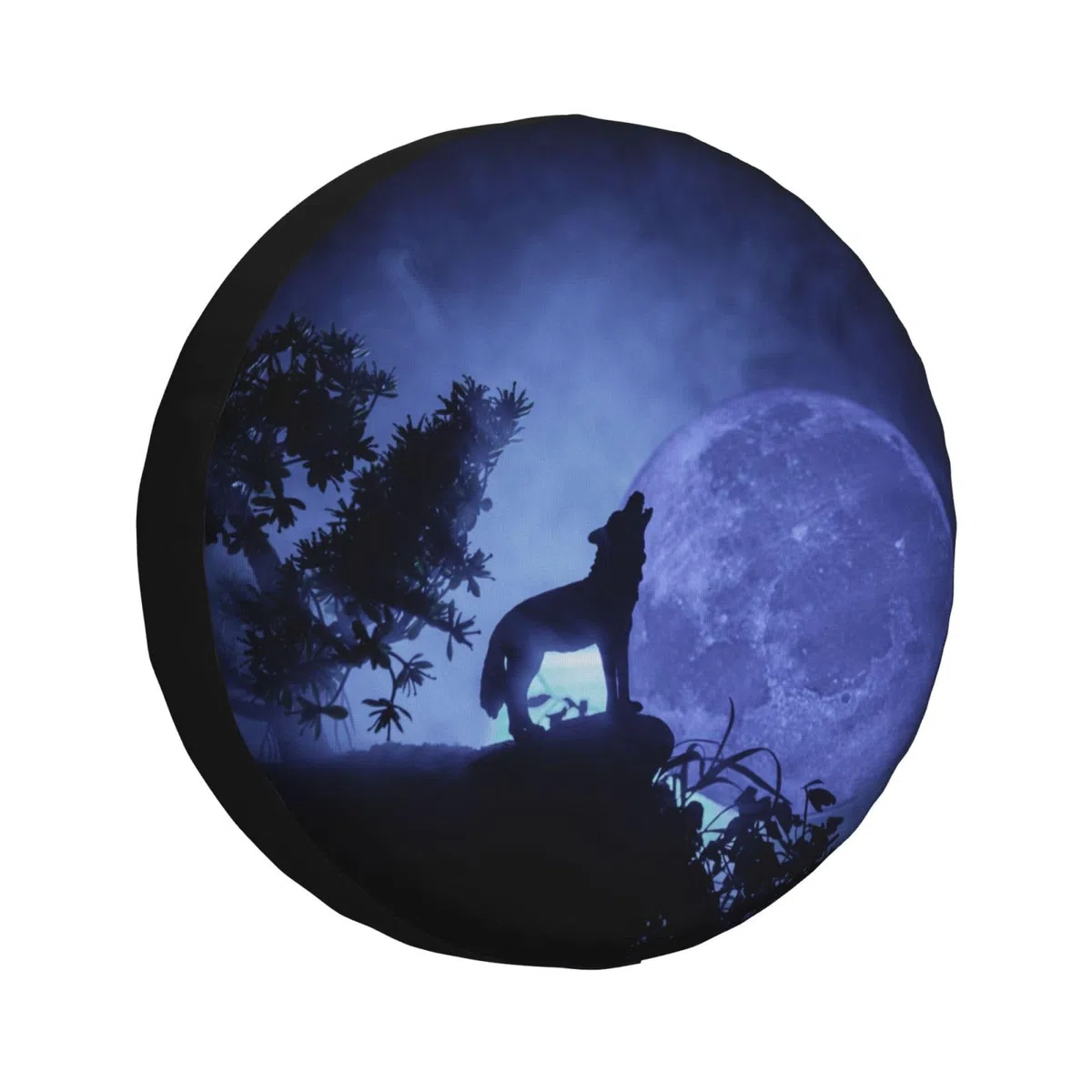 Funda universal de repuesto para rueda de repuesto, Silhouette Howling Wolf, Halloween, impermeable, a prueba de polvo, para remolque, caravana, SUV, rueda de coche todoterreno de 16 pulgadas