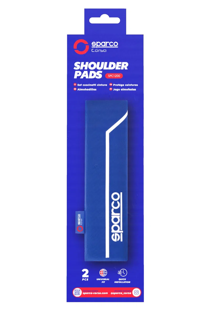 Sparco SPC1200 Pillow Seat Belt, Blue/ White