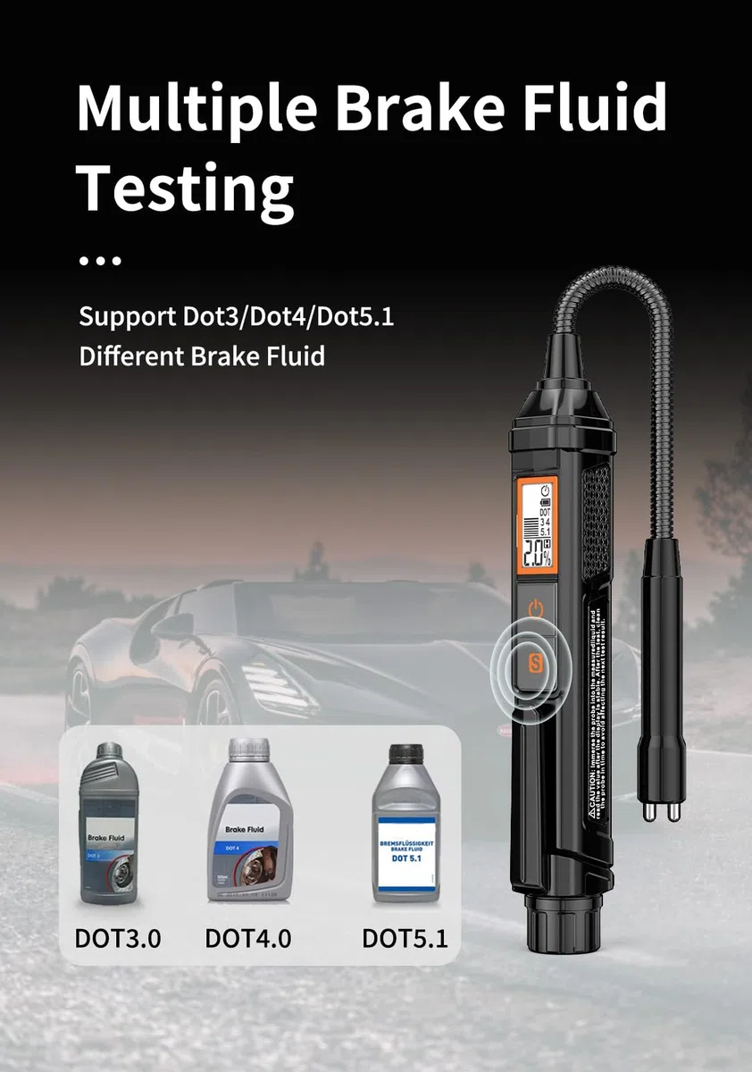 NC Probador de Líquido de Frenos, Liquido Frenos de Diagnóstico de Líquido de Frenos con Pantalla para DOT3 DOT4 DOT-5.1